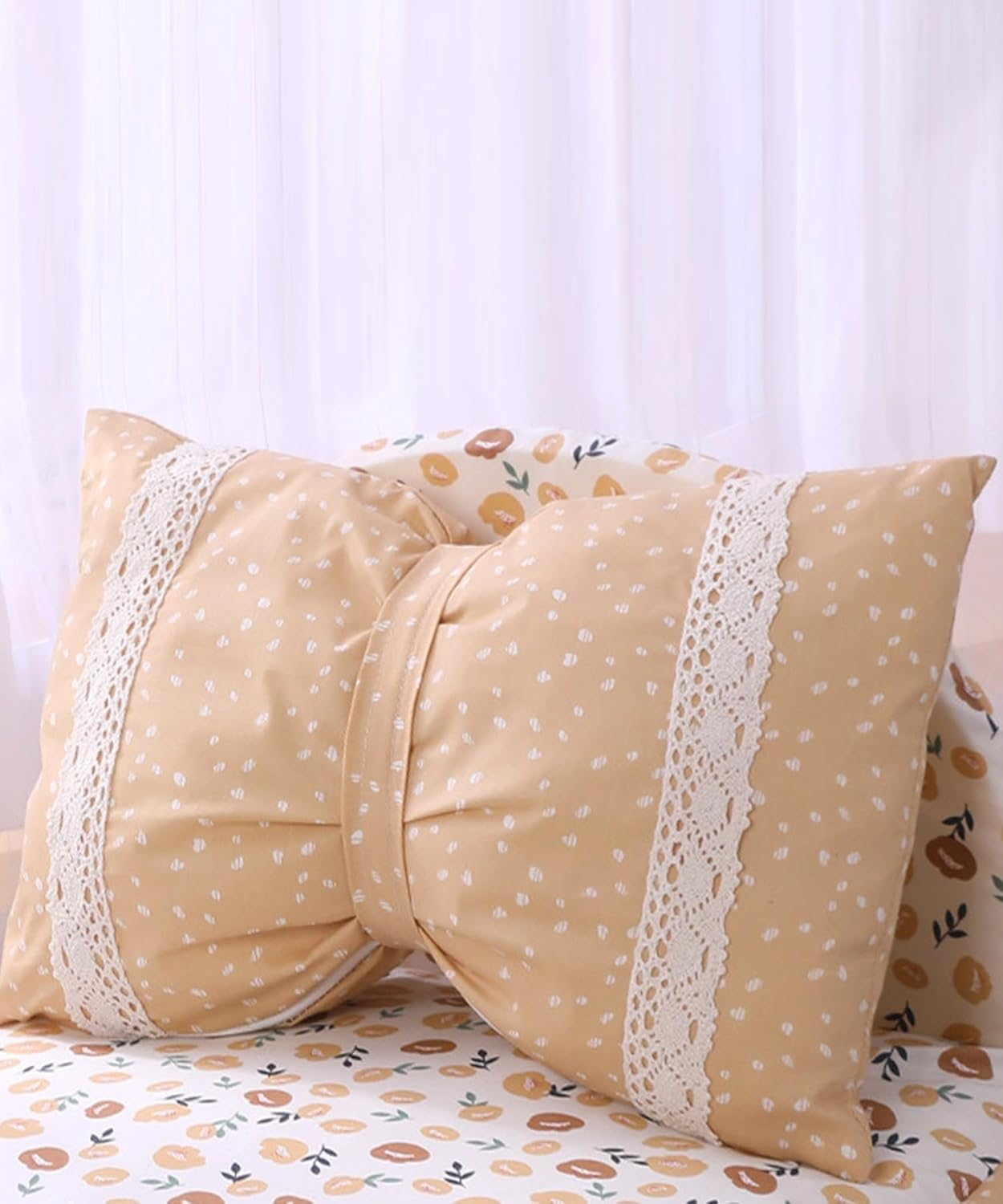 Pet Bed, Fluffy, Cute, Dog, Cat, Stylish, Square, All Seasons, Pet Sofa, Pet, Cushion, Pillow, Princess-Style, Ruffle, Pet Bed with Princess-Style Pillow (Beige) image number 5