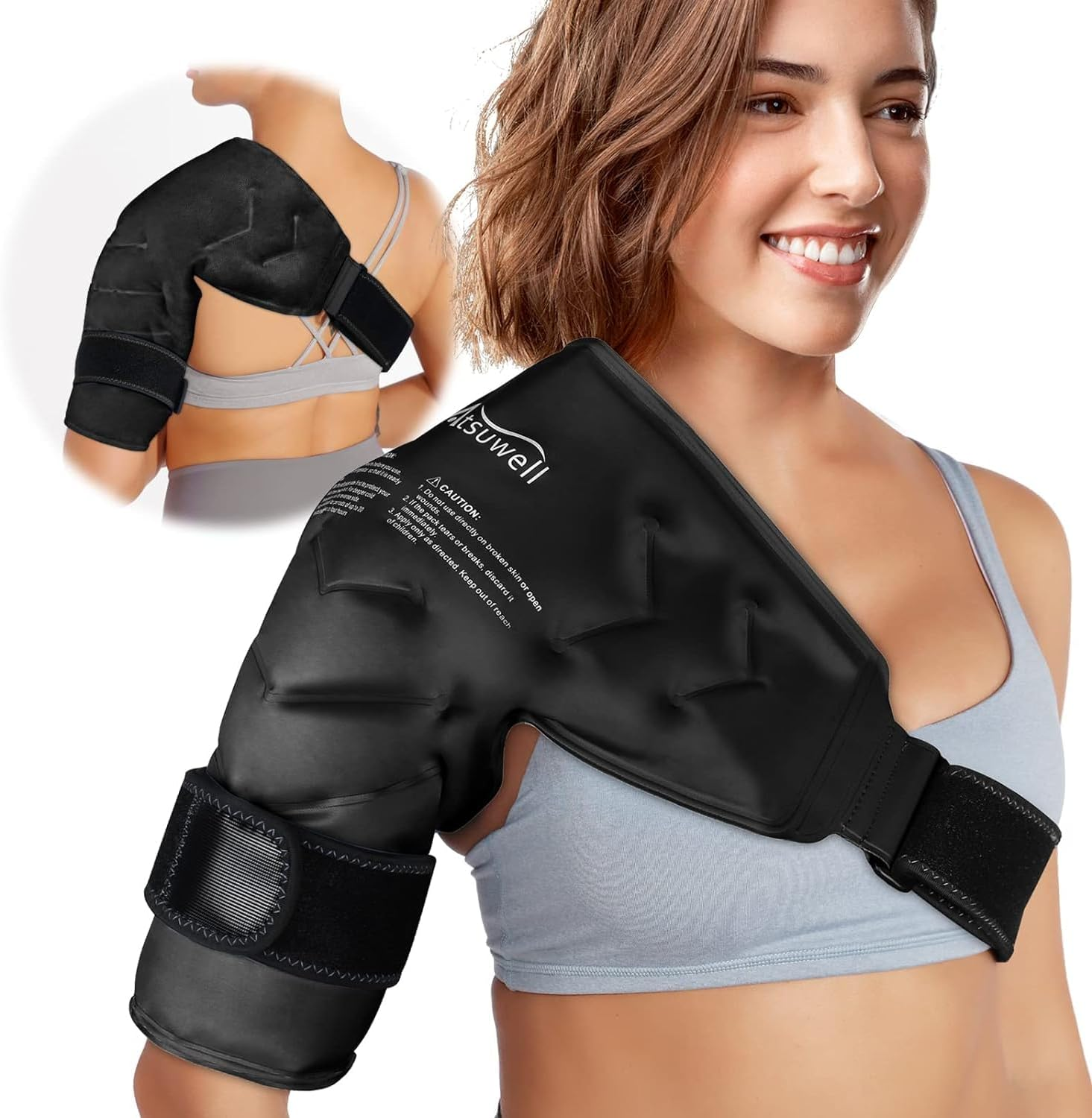 Atsuwell Shoulder Ice Pack Rotator Cuff Cold Therapy, Reusable Gel Ice Wrap for Shoulder Injuries & Pain Relief, Bursitis, Tendonitis, Swelling, Recovery for Man and Women Black