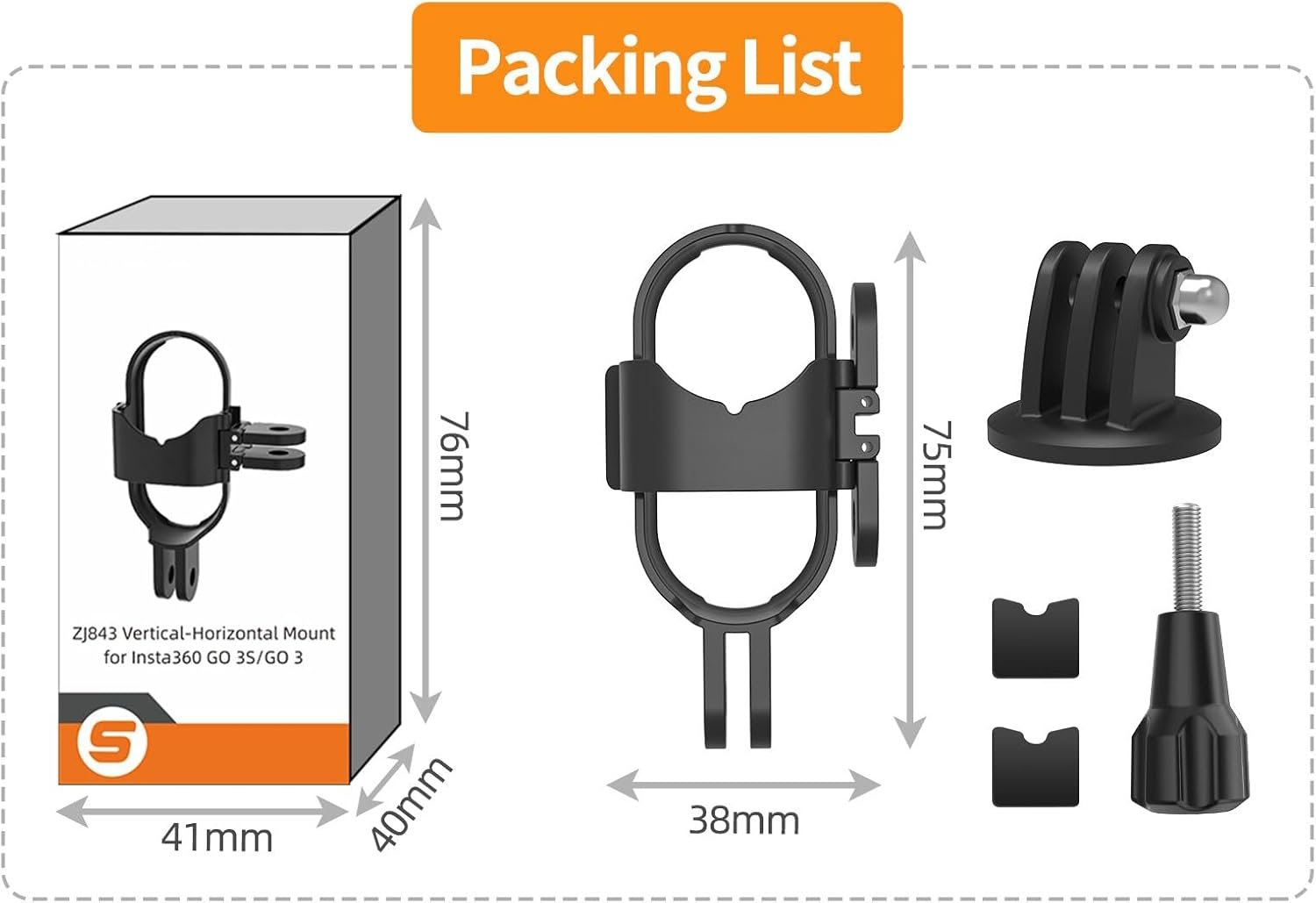Buziba Camera Mount Adapter for Insta360 GO 3S/GO 3 Foldable Vertical-Horizontal Frame Adapter Quick Release Adapter Expansion with 1/4&rdquo;Thread Interface image number 6