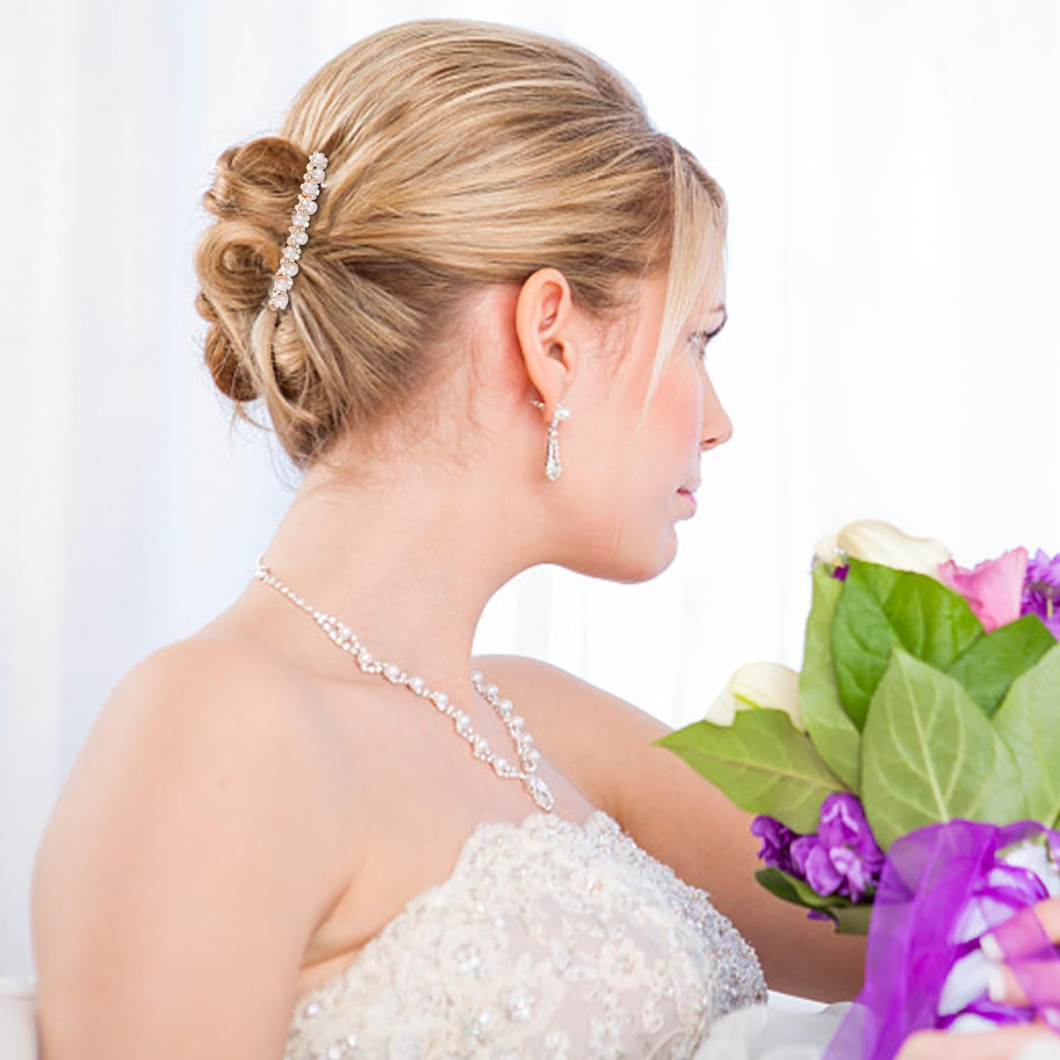 4 Pieces of Women'S Hair Accessories, Elee and Simple Hair Accessories, Rhinestone Pearl Hair Comb, Accessories for Hairstyle Decoration image number 4