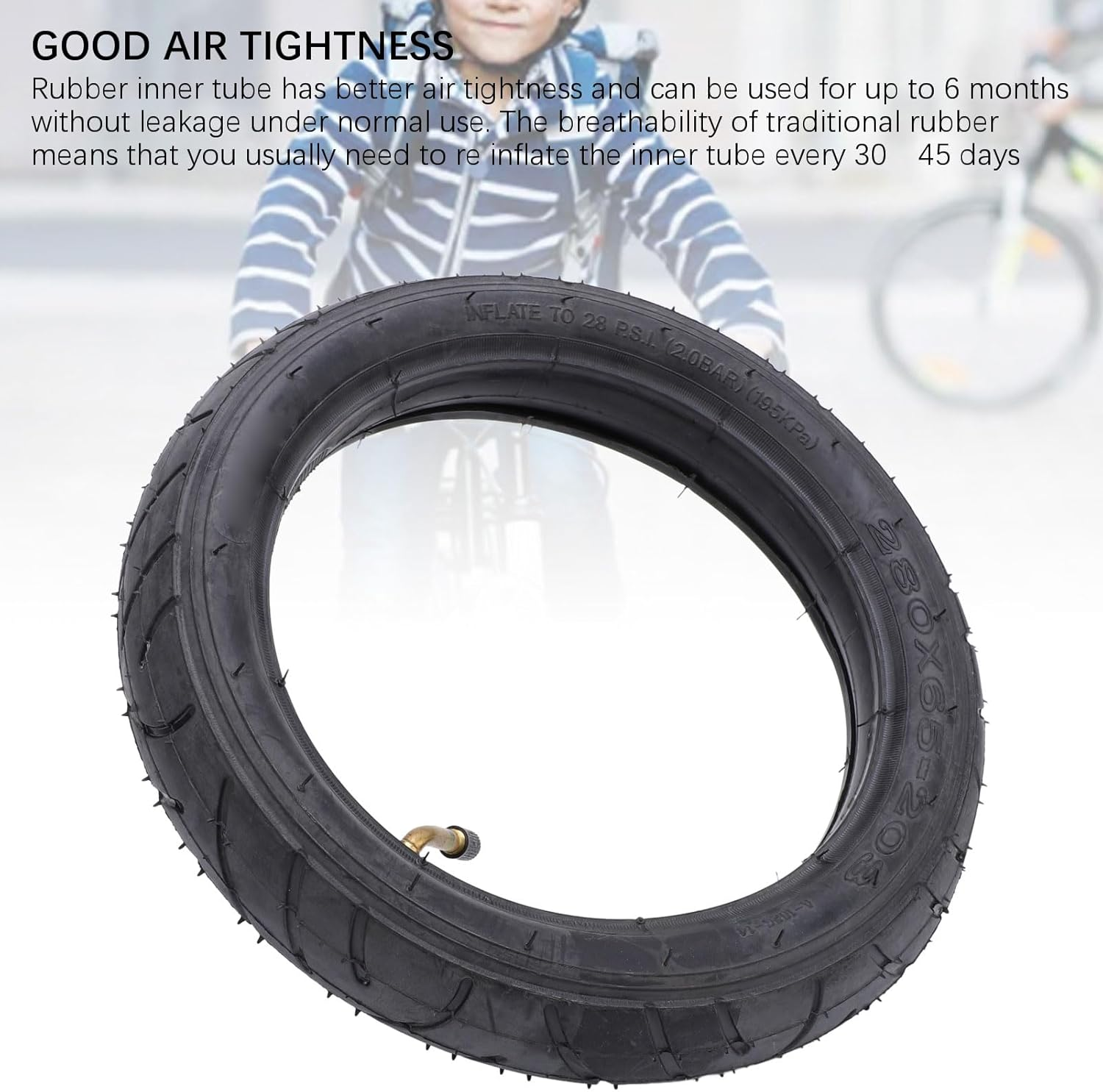Baby Stroller Tire 12X1.75/1.95 Stroller Wheel Tire, 280X65‑203 Baby Stroller Inner and Outer Tires Rubber Tyre and Tube, Replacement Parts for Stroller Kid Bike Wheels image number 5
