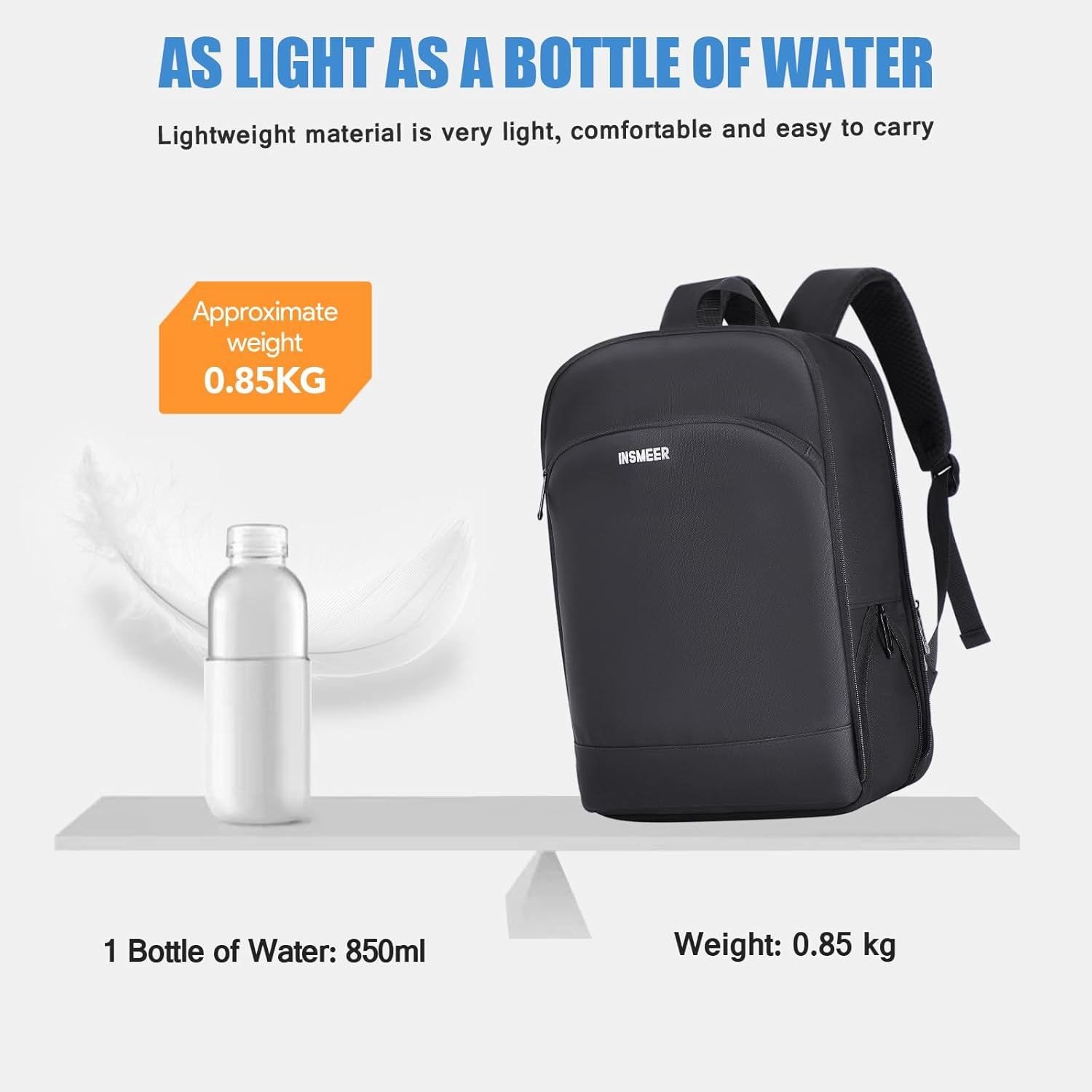 INSMEER Expandable Laptop Backpack for Men, Portable Computer Backpacks with Waterproof & Lightweight, Travel Backpack and School Bag for Business - 15.6 Inch Laptop Bag image number 3