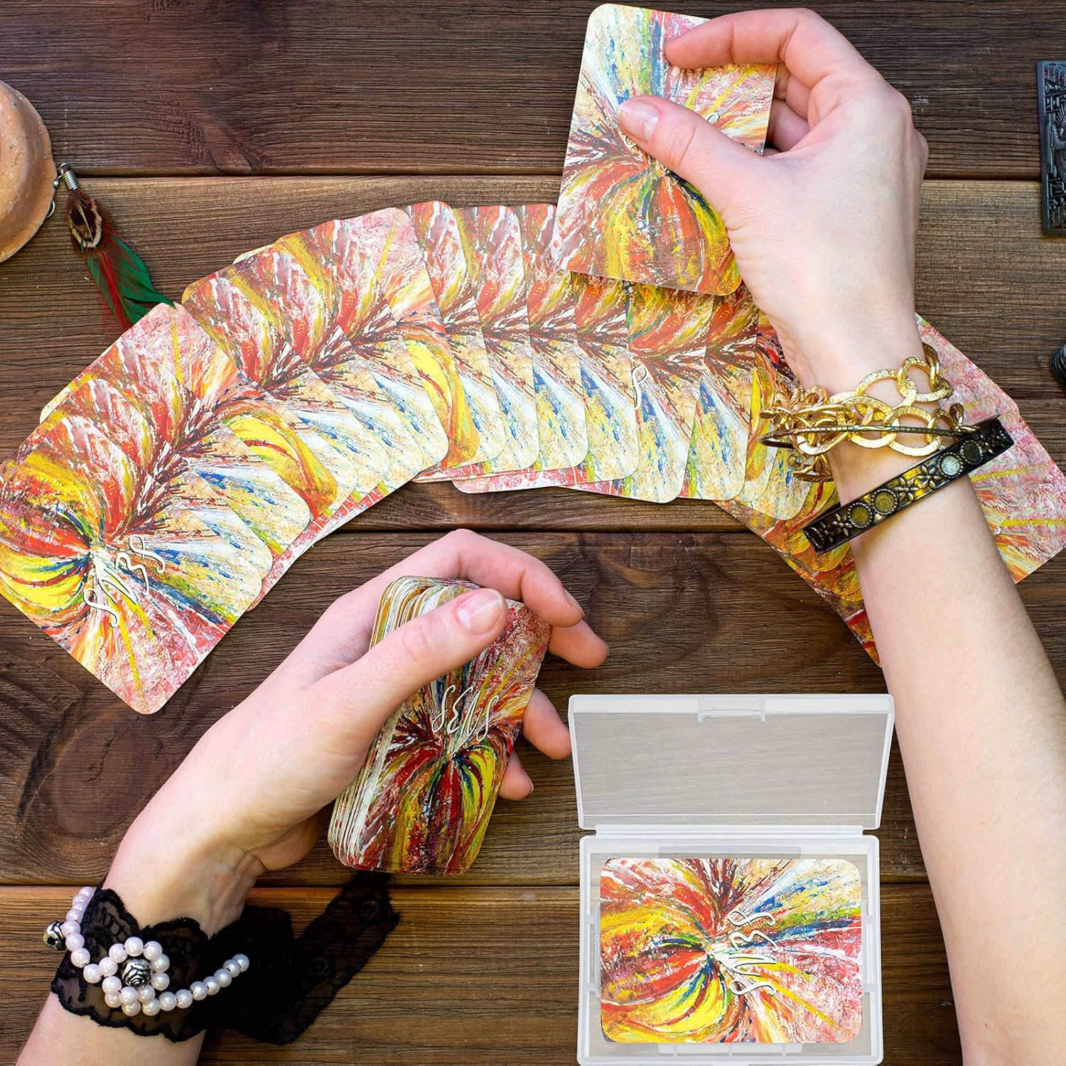 Skylety 12 Pcs Clear Playing Card Deck Cases Plastic Empty Playing Card Box Holder Storage Case Organizer Snap Closed, Suitable for 3.7X2.7 Inch Game Card (No Cards) image number 1