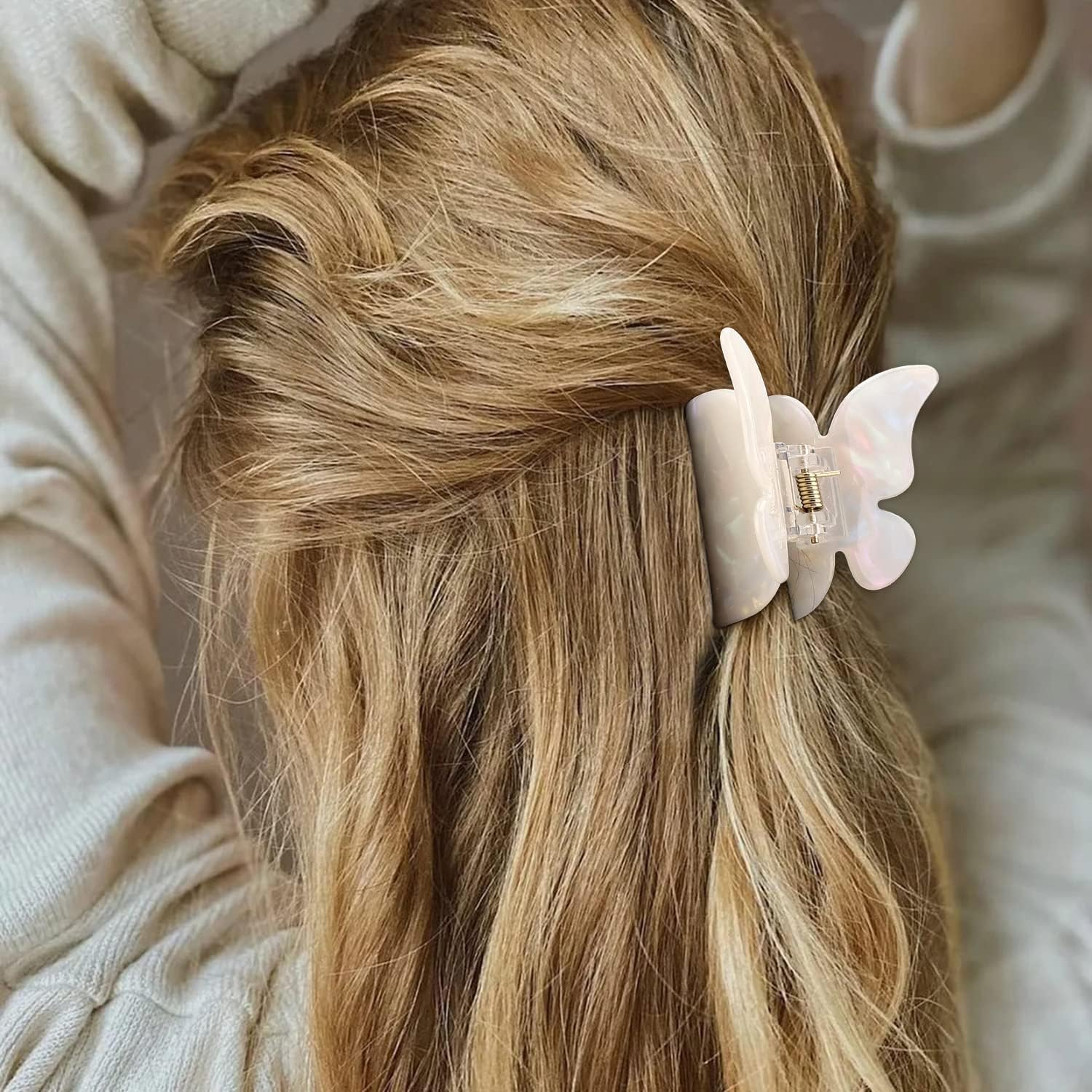 Butterfly Hair Clip for Thick Hair, Pack of 2 Butterfly Hair Clips for Women, Butterfly, Cute Hair Claw, Pine Clips, Acetate Butterfly Hair Accessories for Girls image number 2