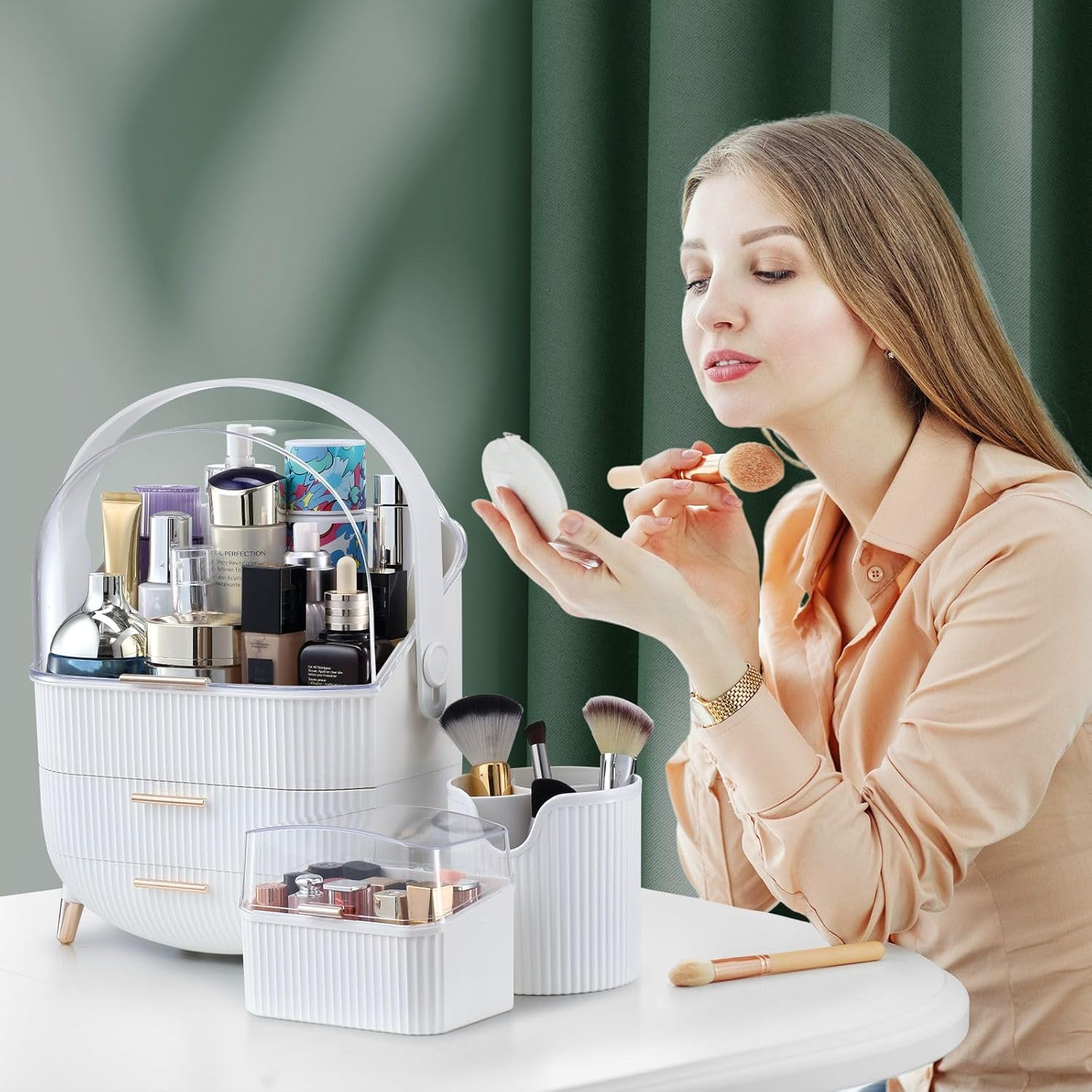 Maxkon Makeup Organizer Drawer Storage Drawer Case, Portable Jewellery Box Stand Brush Holder for Cosmetic Lipstick Skincare Display image number 3