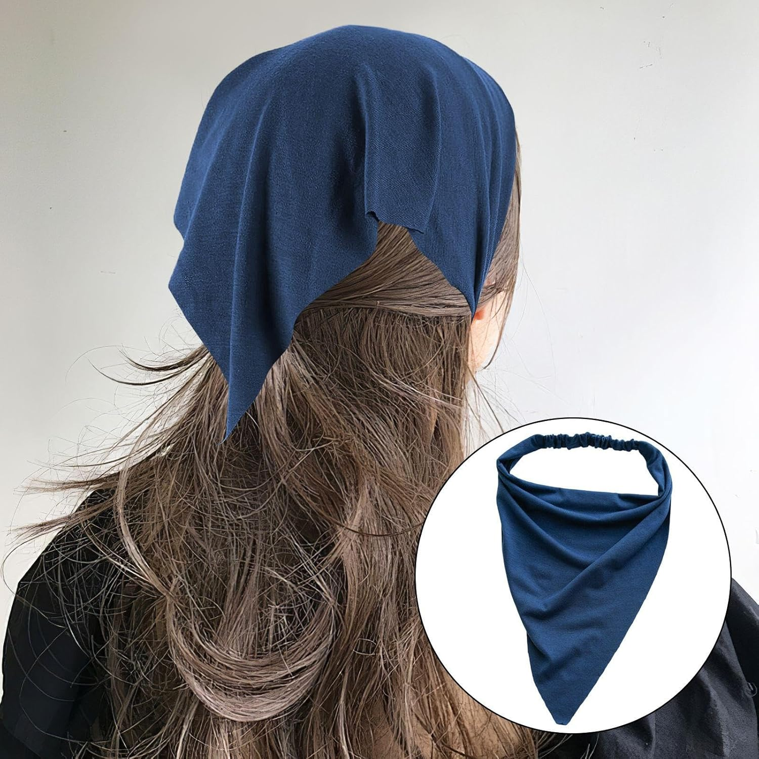 YSDYY 8 Triangular Scarves in Bohemian Style, Elastic Hair Straps, Non-Slip-Coloured Hair Accessories, Outfit Accessories image number 5