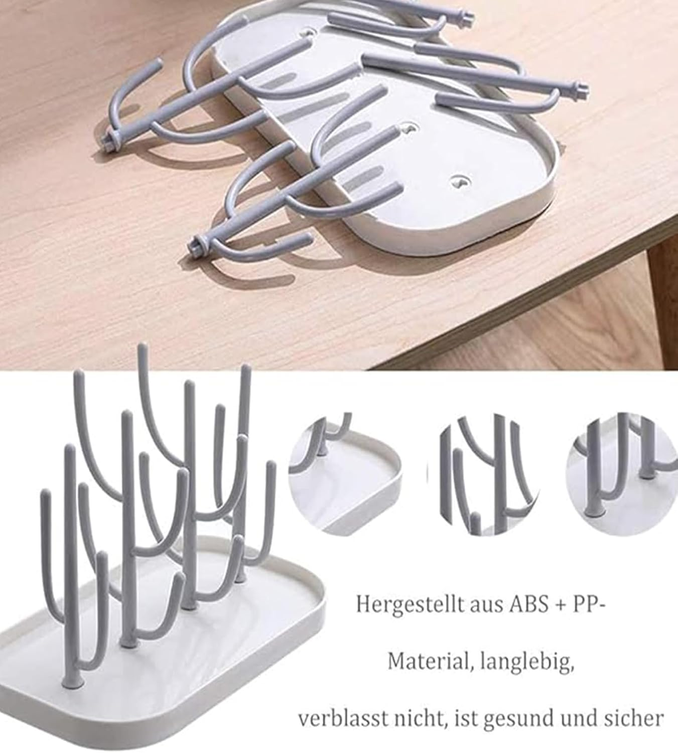 Baby Bottle Drying Rack with Tray, Creative Tree Branch Baby Bottle Dryer Holder,Tabletop Bottle Rack, Suitable for Bottle, Nipple, Cup, Pump Parts and Accessories (White) image number 3