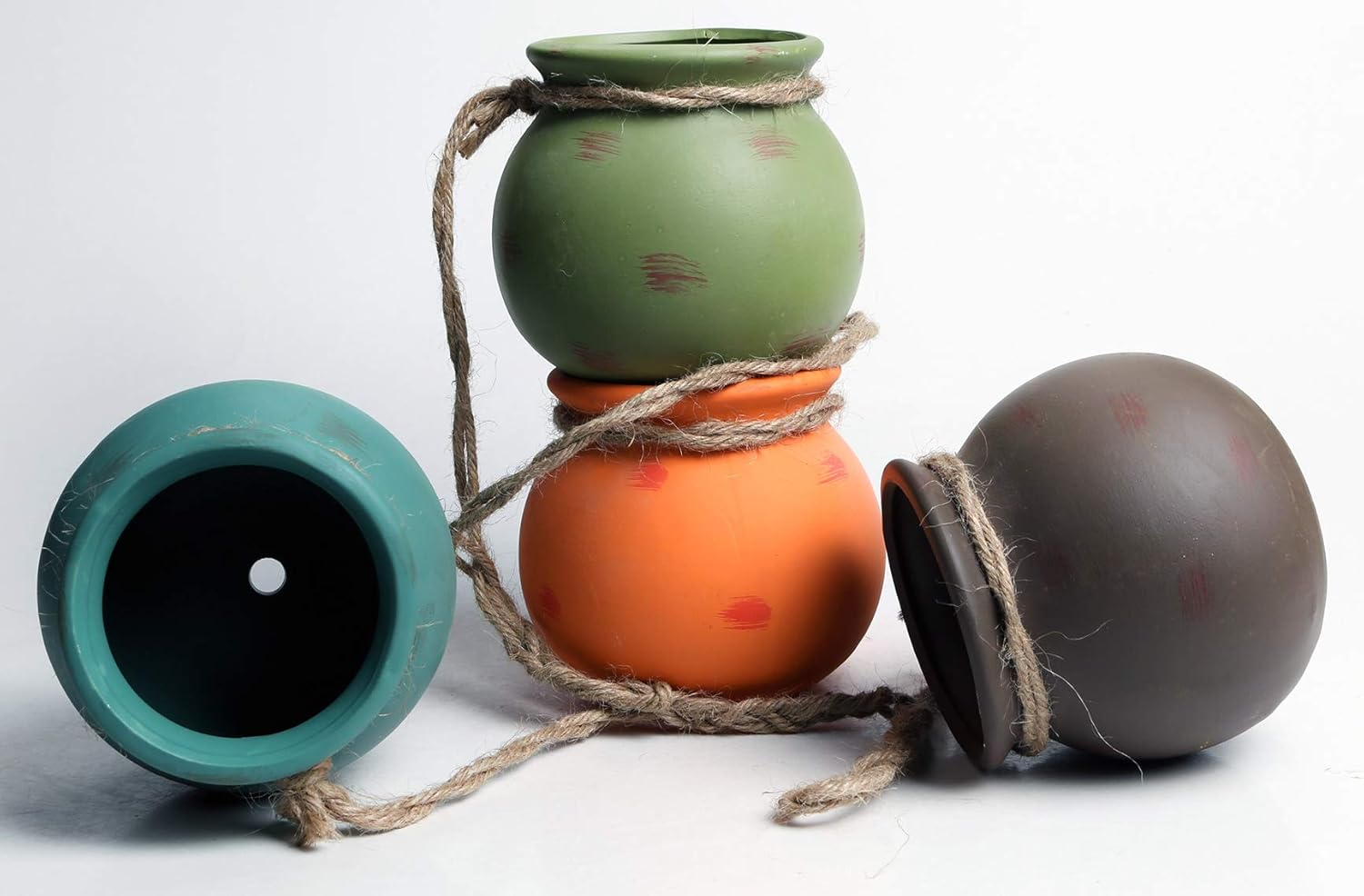 4PCS 4.0 Inch Hanging Succulent Planters Dangling Ceramic Pot Wall or Ceiling Mount Hanging Ceramic Plant Pot Hanging Planter Hanging Pendant Hanging Basket Succulent Planter/Succulent Cactus/ image number 3