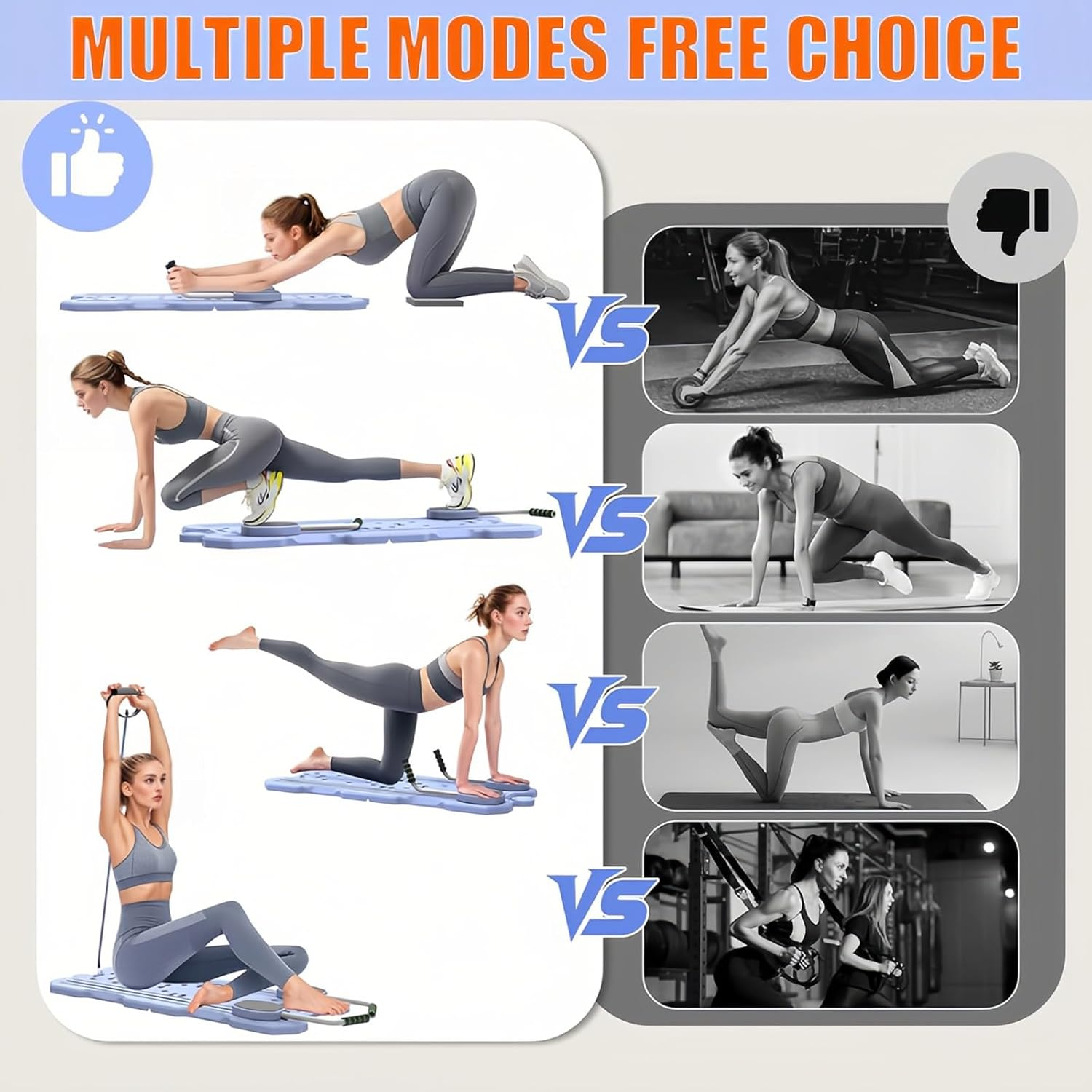 Taoluwin Thigh Strength Trainer, Pilates Board Reformer Set, Portable Pilates Reformer Board with 350Lb Capacity, Foldable Pilates Sliding Board Kit, Adjustable Ab Core Exercise Board, Lavender image number 6