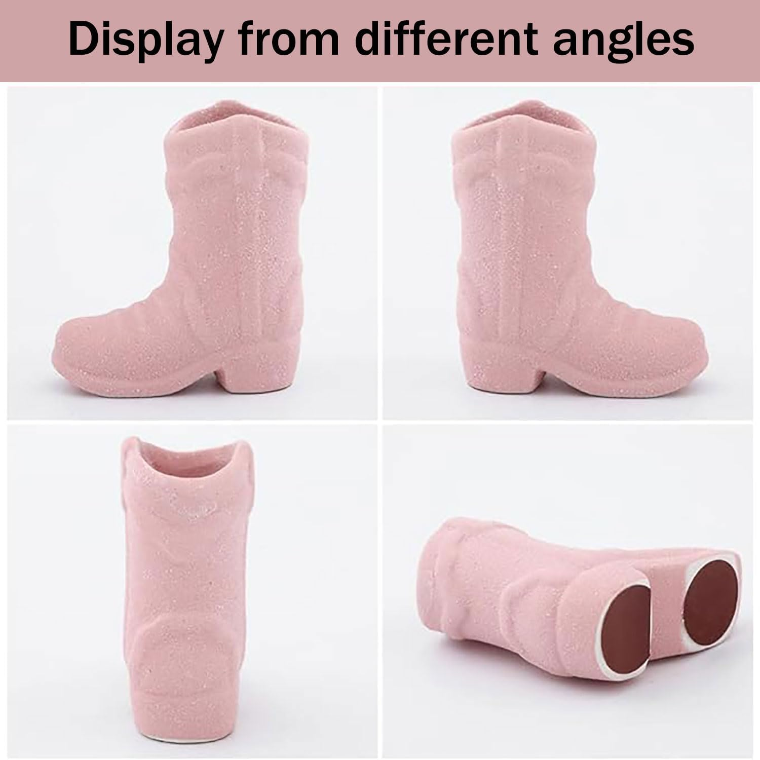 Yqkangzhu Cowboy Boot Match Holder, Lovely Ceramic Boot Match Holder with Striker, Handmade Ceramic Match Box, Matchstick Holder, Cowgirl Western Match Jar for Home Bathroom Kitchen Interior Decor image number 4