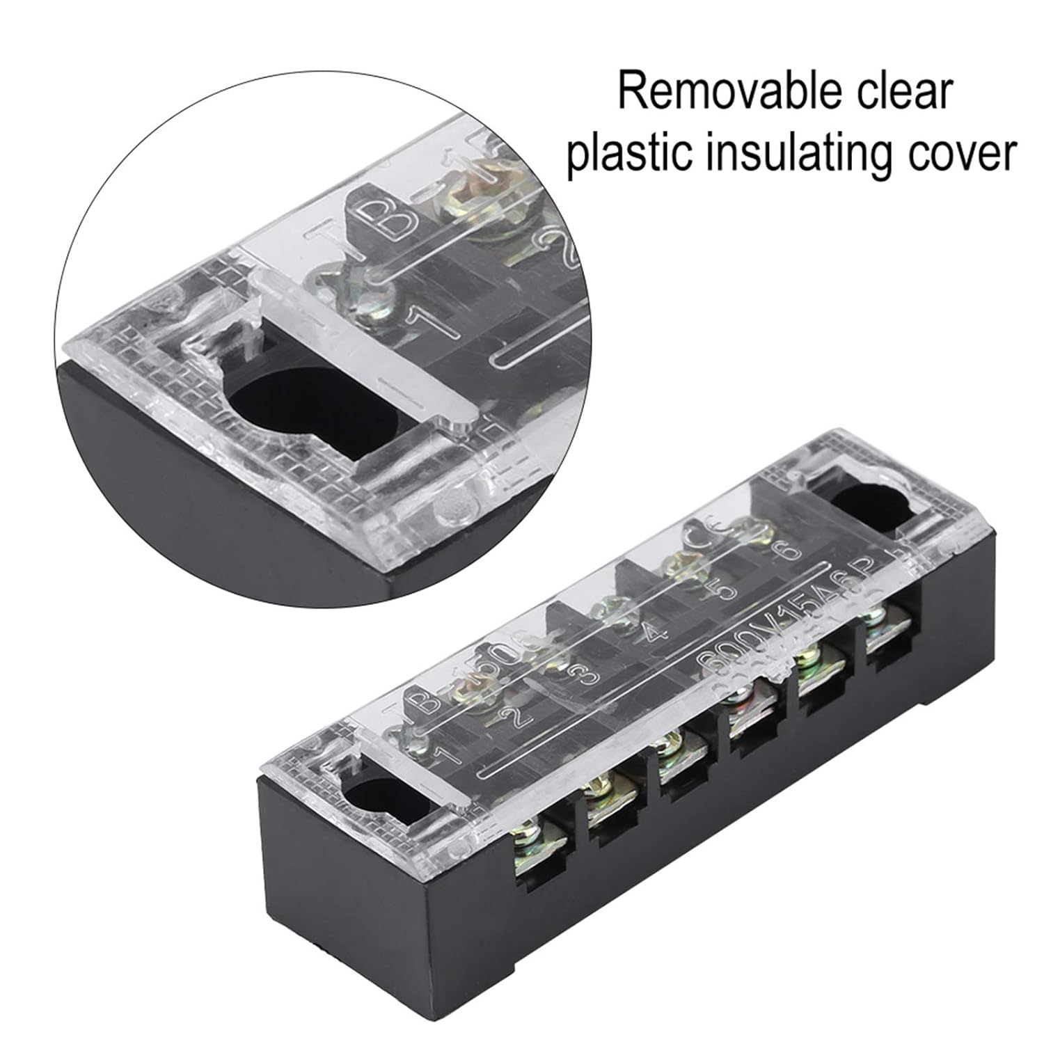 SOULONG 6 Position 15A Screw Terminal Block Dual Row Barrier Strip Pre-Insulated Terminal Block for Home Appliances Electronic Circuits with 5 10 Strips image number 3