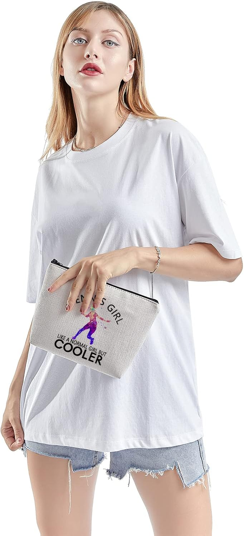 Tennis Gift Sports Zipper Pouch Tennis Girls Gift Tennis Girl like a Normal Girl but Cooler Cosmetic Bag Gift for Tennis Player, U.Tennis Girl image number 2