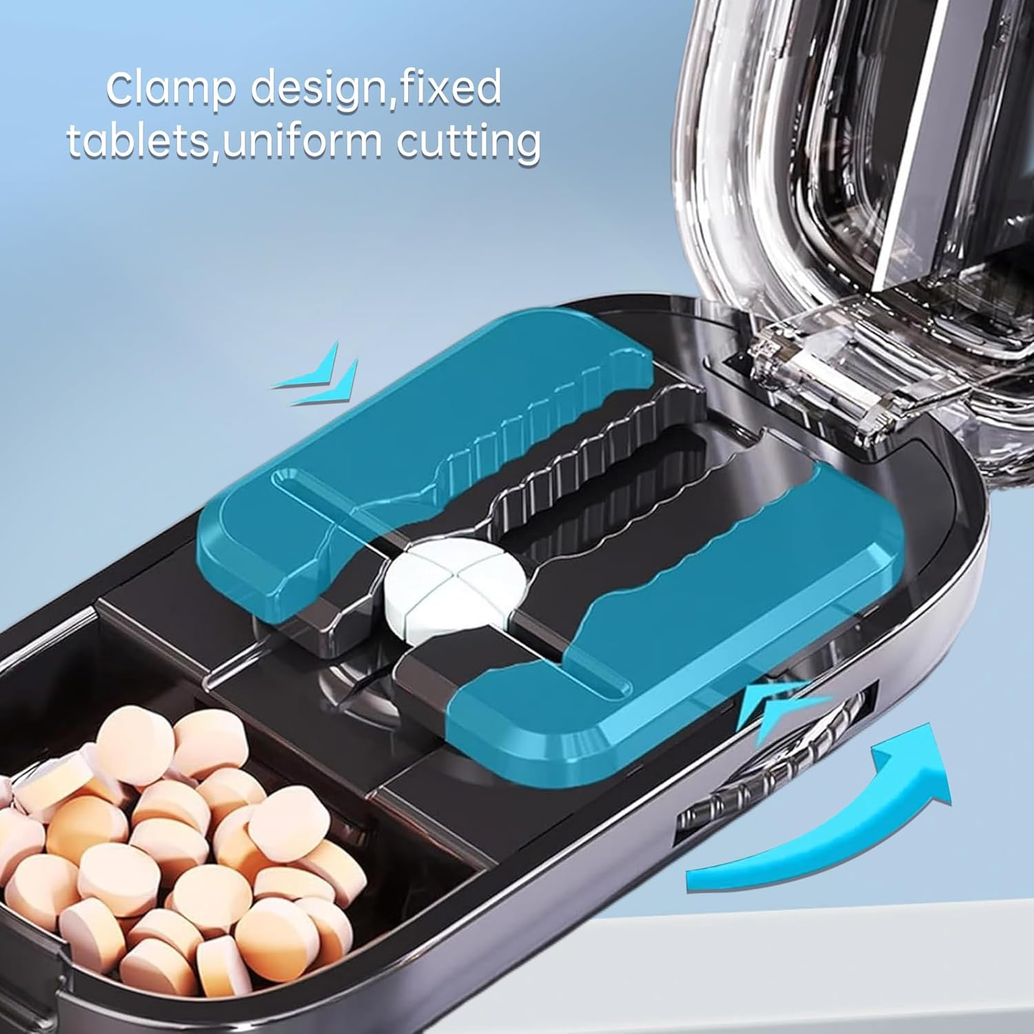 Pill Cutter - Portable Functional Adjustable Pill Splitter Black - Black image number 2