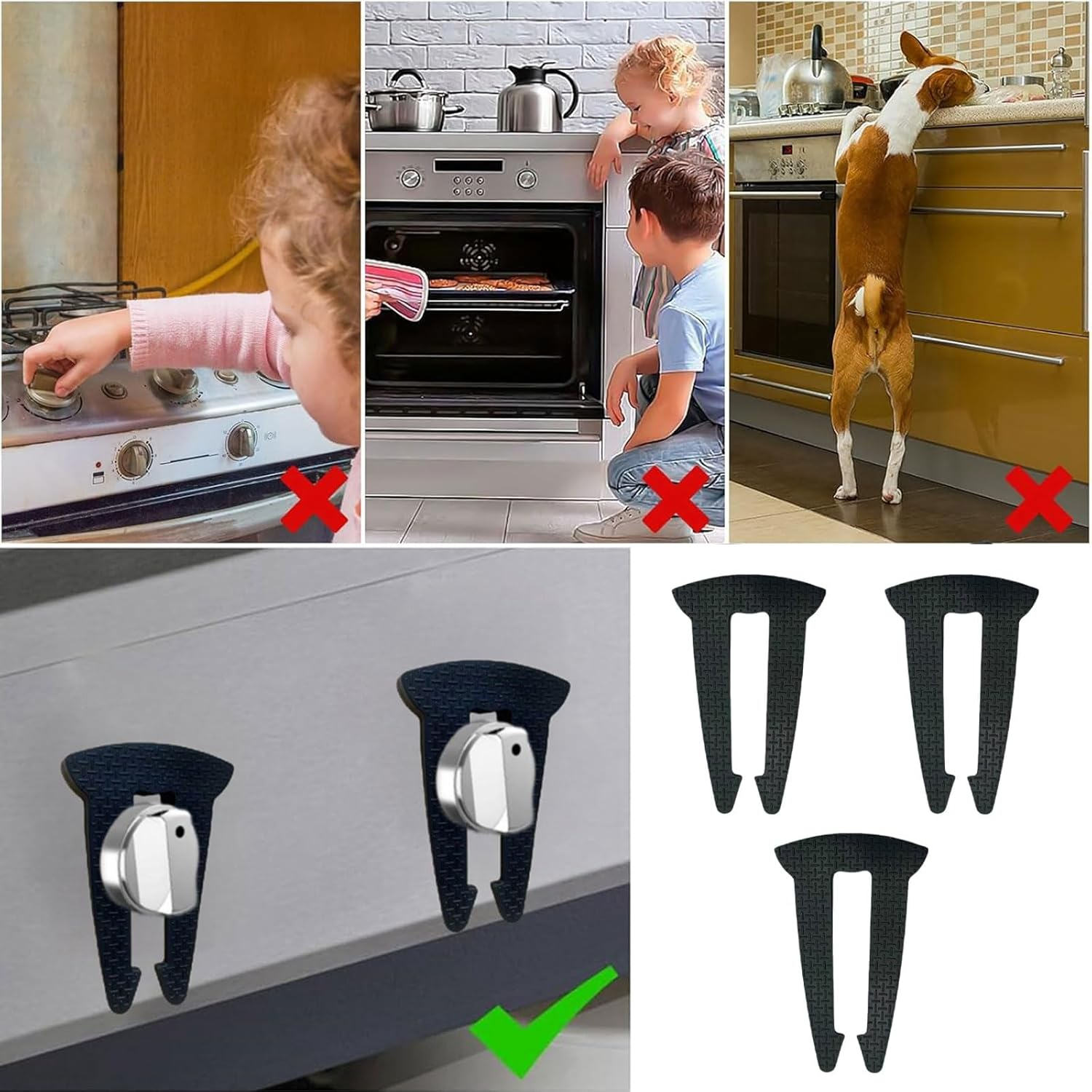 3 Pack Gas Stove Knob Locks Child Safety Oven Safety Covers Baby Proofing Guards for Stove and Oven with Childproof Knob Locks Prevent Accidental Touch for Kids and Pets image number 5