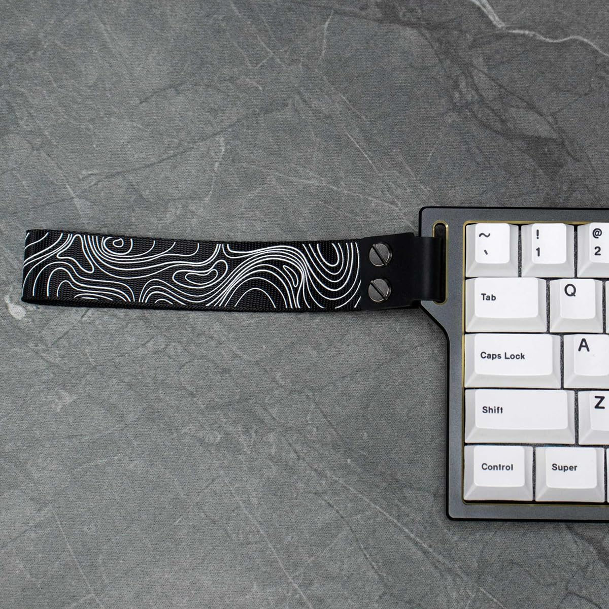 Custom Keyboard Straps Wooting 60He Snap Straps with Adhesive Topographic Pattern Straps for Multiple Mechanical Keyboards (Black)
