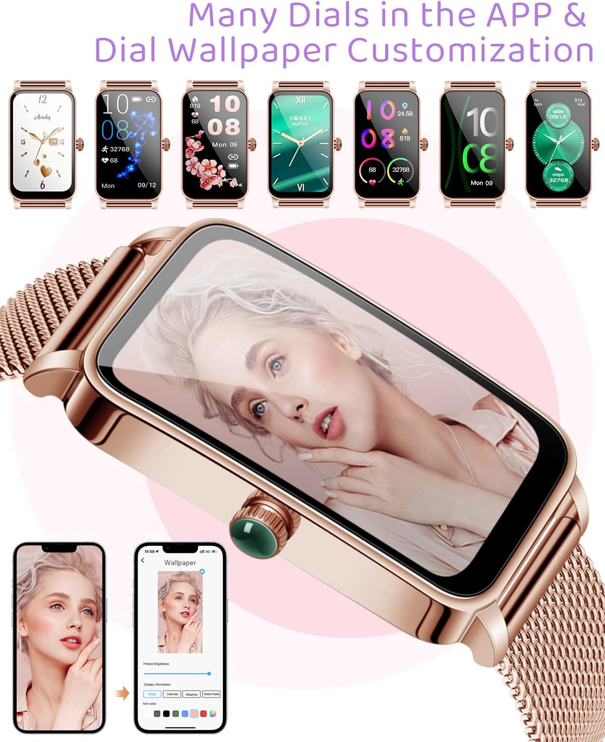 BOCLOUD Smart Watch, Smart Watches for Women Men, Iphone Android Smart Watch with Blood Oxygen/Heart Rate/Sleep Monitor, IP68 Waterproof Fitness Tracker with 12 Workout Modes (Silver), Silver, M, Elegant, Classic, Casual, Sport, Health image number 4