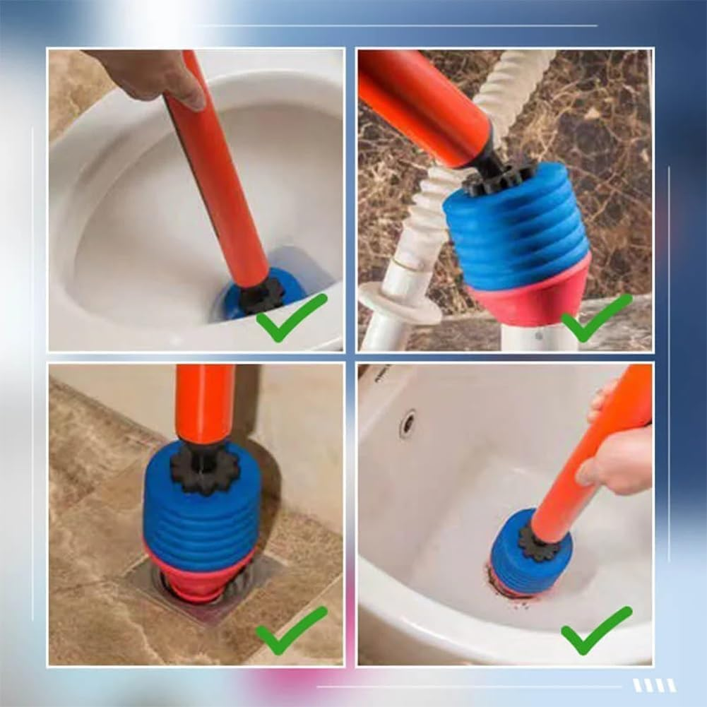 Upgraded Toilet Plunger Kit - High Pressure Unblock One Shot Pipe Plunger, Tub Drain Cleaner Opener for Bathroom, Kitchen, Bathtub, Clogged Pipe image number 5
