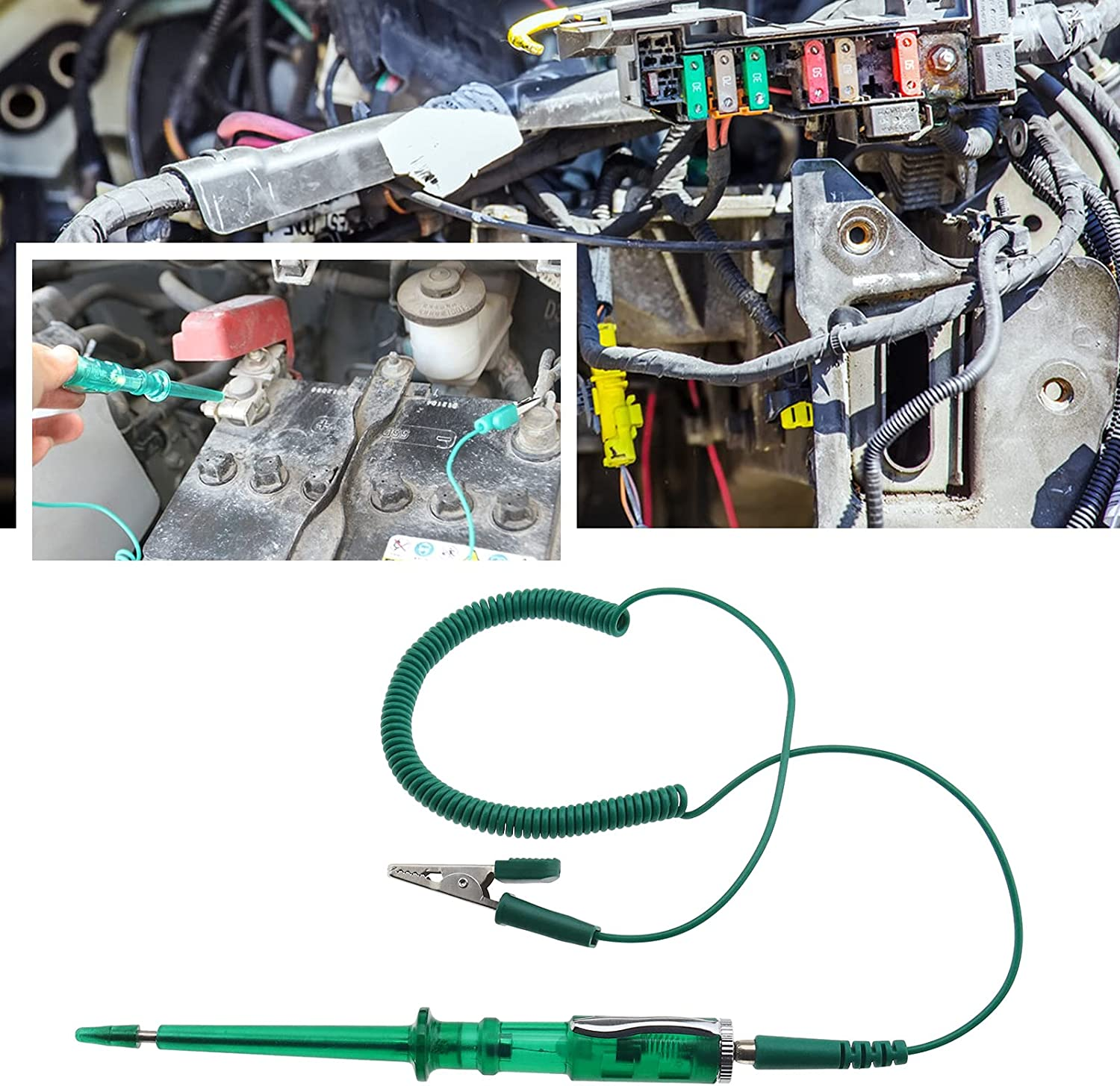 Emsea Electrical Circuit Tester with Coil Cable Crocodile Clip Test Light DC 6V/12V/24