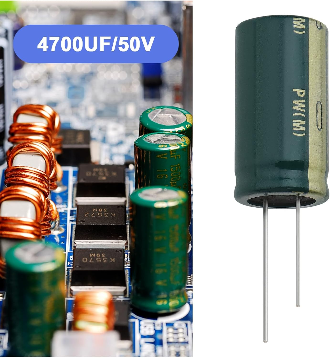 VGOL 4PCS 4700Uf 50V Capacitors Aluminium Electrolytic Capacitor 18X35Mm for Smart Home Appliances Medical Equipment Communication Equipment LED Lighting image number 1