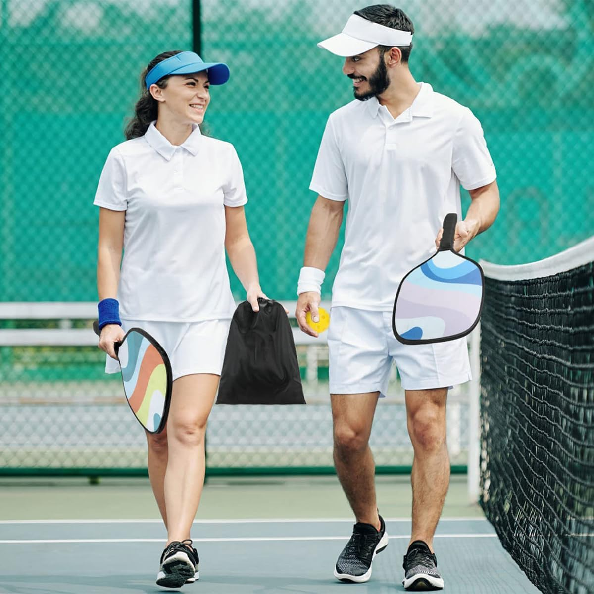 Pickleball Paddles Set, 2 Pickleball Paddles, Non-Slip Sweat Wicking Comfort Grip, with 4 Pickleball, Portable Carrying Bag