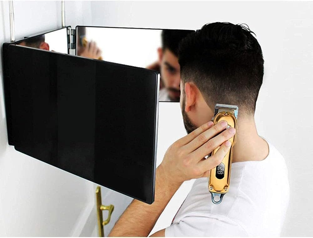 3 Way Mirror | Trifold Mirror for Self Hair Cutting and Styling | DIY Haircut Tool to Cut, Trim, or Shave Your Head and Neckline at Home | Adjustable, Portable, Hands-Free | Haircut Artifact image number 3