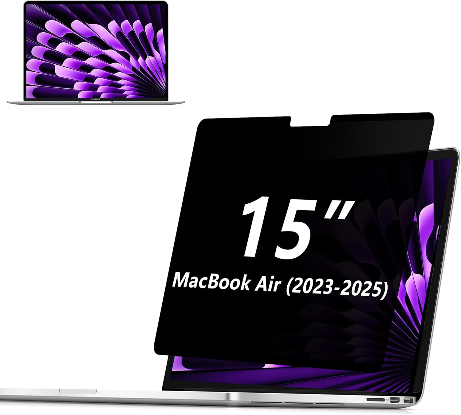 Adeway Privacy Screen for Macbook Air 15 Inch (2023&ndash;2025, M2, M3, M4), Anti-Spy, Magnetic Attachment with Nano Adhesive, Blue Light Reduction & Anti-Glare, Ideal for Office and Travel Use