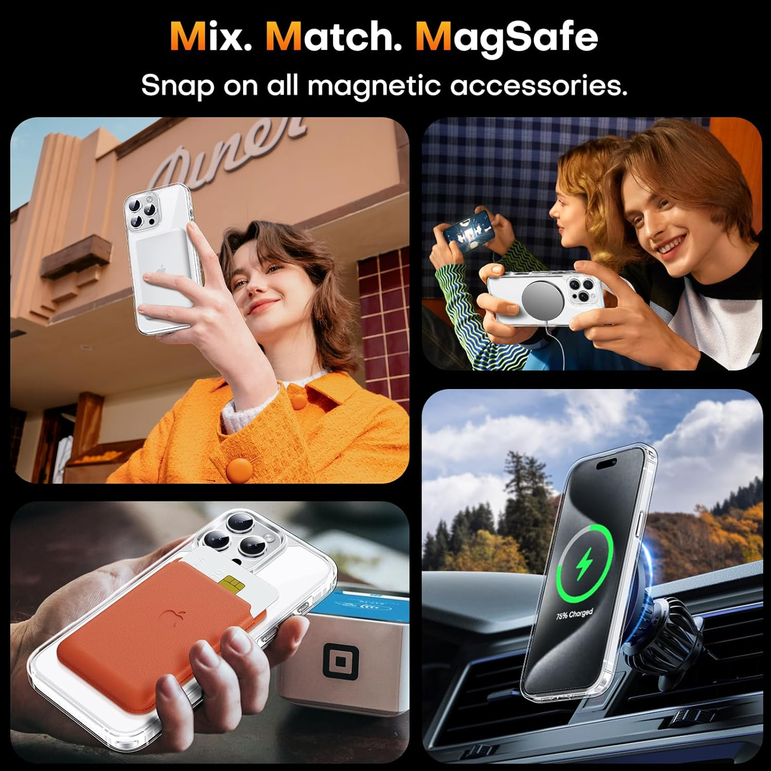 TAURI for Iphone 15 Pro Max Case 6.7", Compatible with Magsafe, Military-Grade Protection, [Anti-Yellowing] Shockproof Transparent Back Magnetic Phone Cover - Clear image number 5