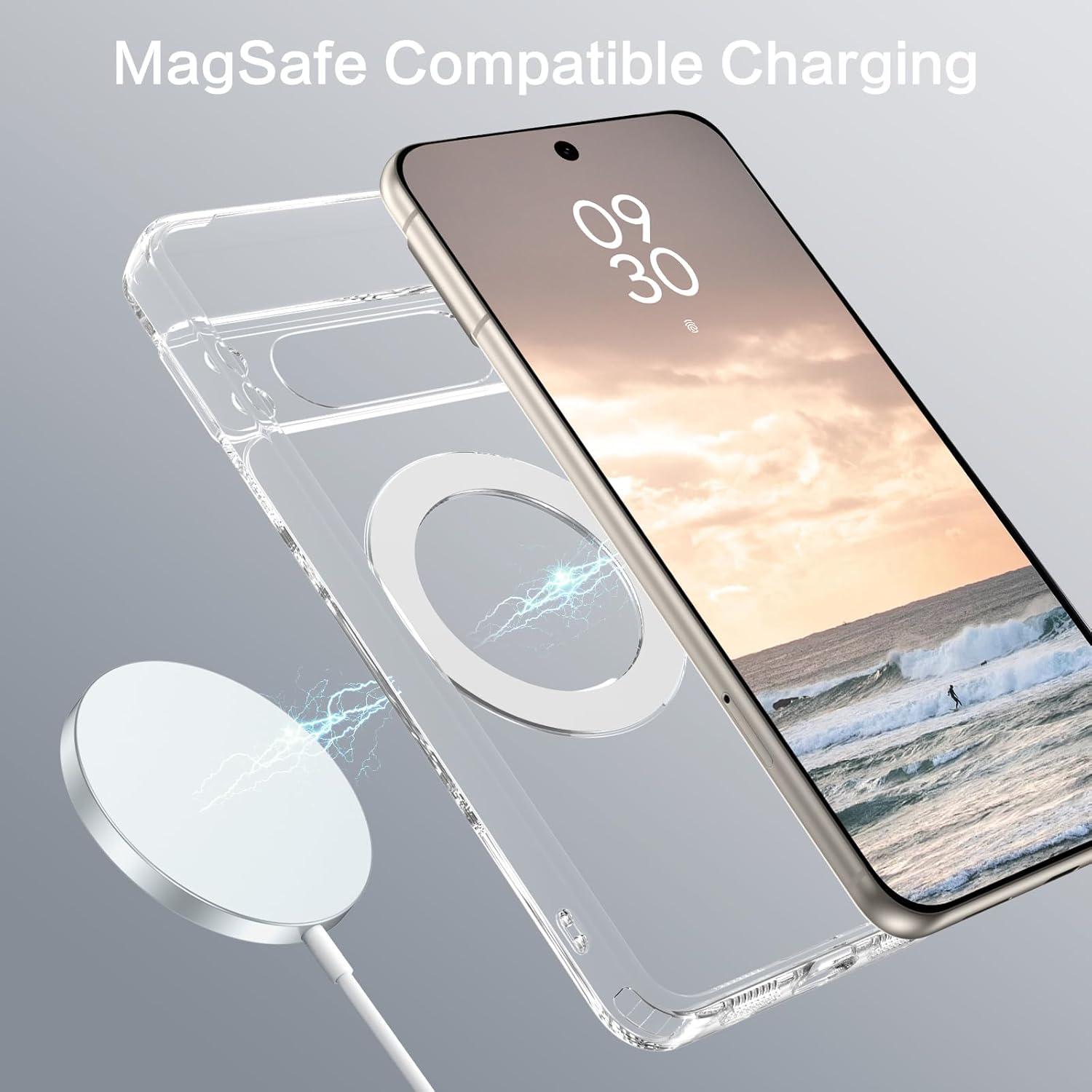 BENTOBEN Google Pixel 8 Pro Case, Magnetic Slim Phone Cases with Ring Holder [Compatible with Magsafe] 360&deg; Rotatable Stand,Shockproof Drop Safe Full Body Protective Cover for Google Pixel 8 Pro,Clear