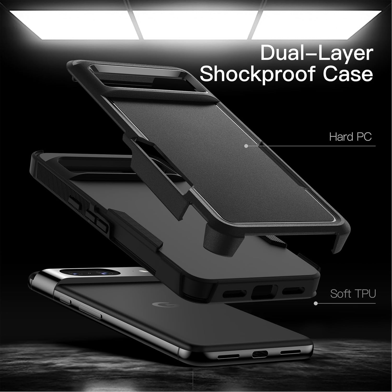 Jetech Case for Google Pixel 8 6.2-Inch 2023, Heavy Duty Dual-Layer Protection, Rugged Tough Shockproof Phone Cover with Matte Design (Obsidian)