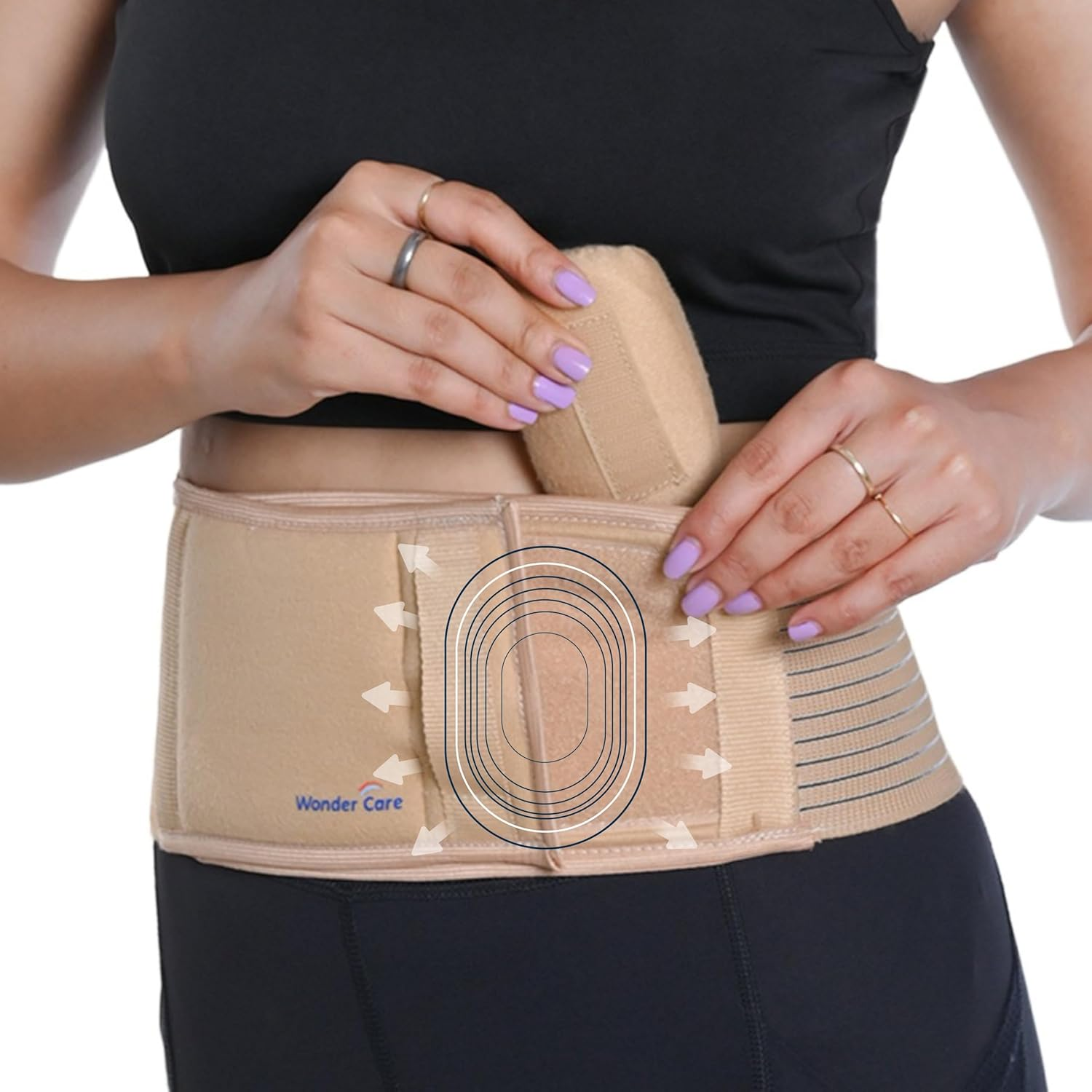 Wonder Care- Umbilical Hernia Support Belt Abdominal Binder for Belly Button Hernias or Navel Hernias, Hernia Pain Relief Brace (XXL) image number 3