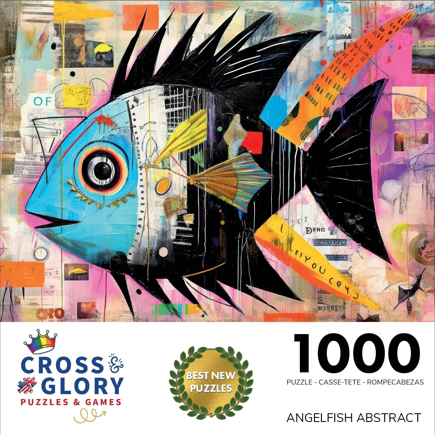 Angelfish Abstract - Best New 1000-Piece Jigsaw Puzzle for Adults - Vibrant Artistic Marine Design - Eco-Friendly Materials - Unique Gift - from Cross & Glory - Challenging Brain Teaser image number 2