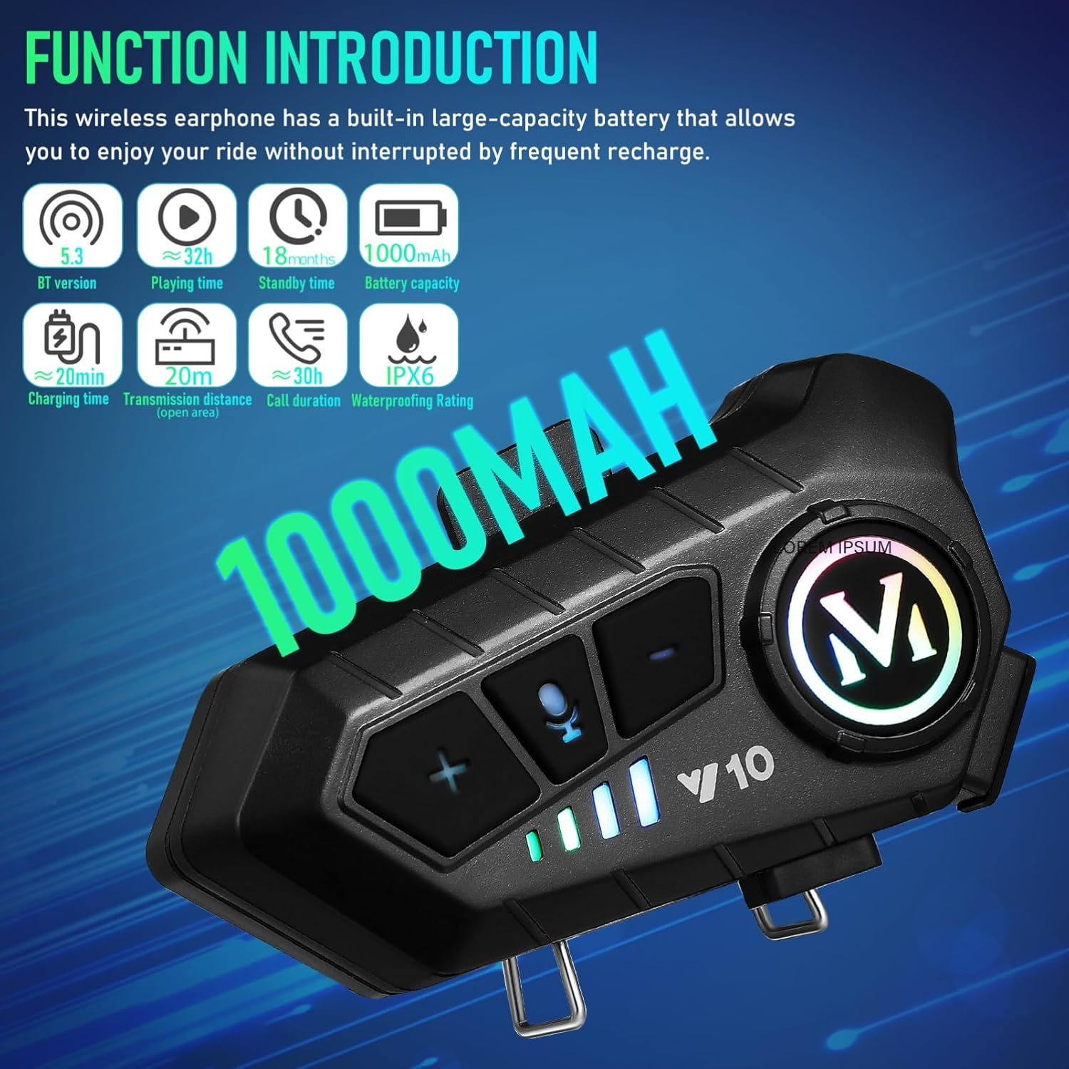 Mobestech Motorcycle Headset Wireless Headset Motorcycle Helmet Headset Helmet Headset Mount Helmet Headphone Wireless Helmet Headset Motorcycle Headset Helmet Speaker Plastic image number 4