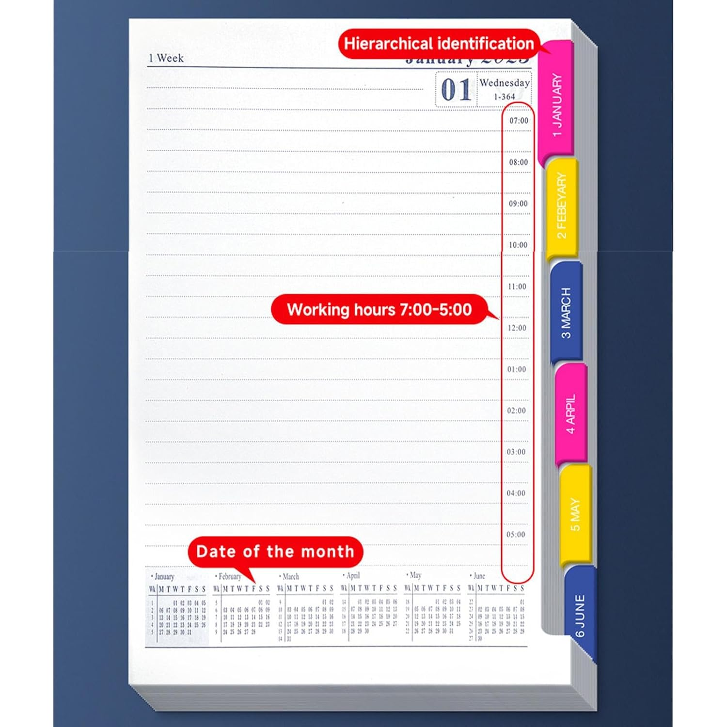 1 Pc Planner Notebook 2025-2025 Subject Notebooks, A5 Diary Daily Planner | 2025 Planner Weekly and Monthly, Water Resistant Cover Calendar 2025, Portable Notebook Daily Organizers A5 for Work image number 4