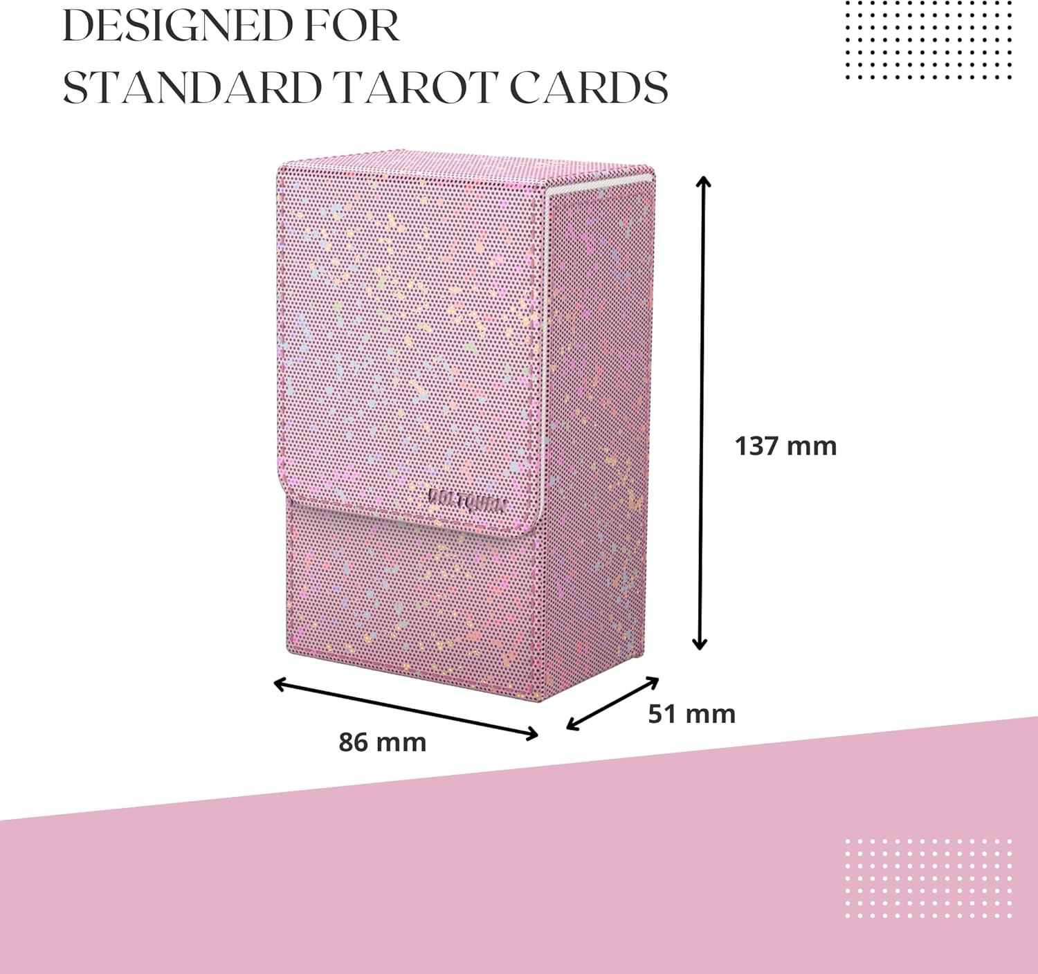 Boltquan Pearlized Pink Tarot Card Holder with White Interior &ndash; Fold-Top Case with Magnetic Lid Closure &ndash; Fits Standard Tarot Decks &ndash; Outer Dimensions 5.39 X 3.38 X 2 Inches (Pearlized Pink) - Moonlit Oracle image number 5