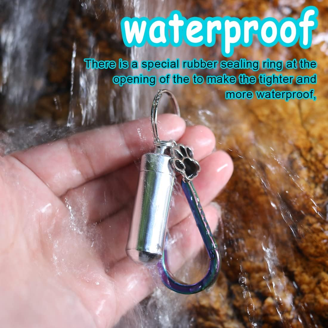 Chunlongfour Waterproof Cremation Pet Urns Keychain for Dogs Ashes, Cylinder Cat Dog Urn for Pet Ashes Cremation Keepsake Memorial Ashes Jewelry Pend - Cylinder Silver 2 Pcs image number 5