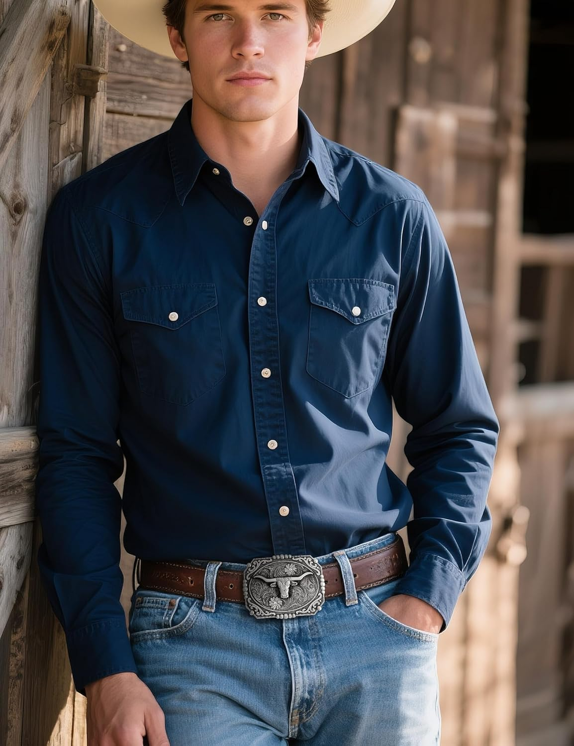 Vantrava Western Style Belt Buckle 1.5 Inch Cowboy Cowgirl Buckles for Men & Women Replaceable Buckle for Leather Belts image number 1