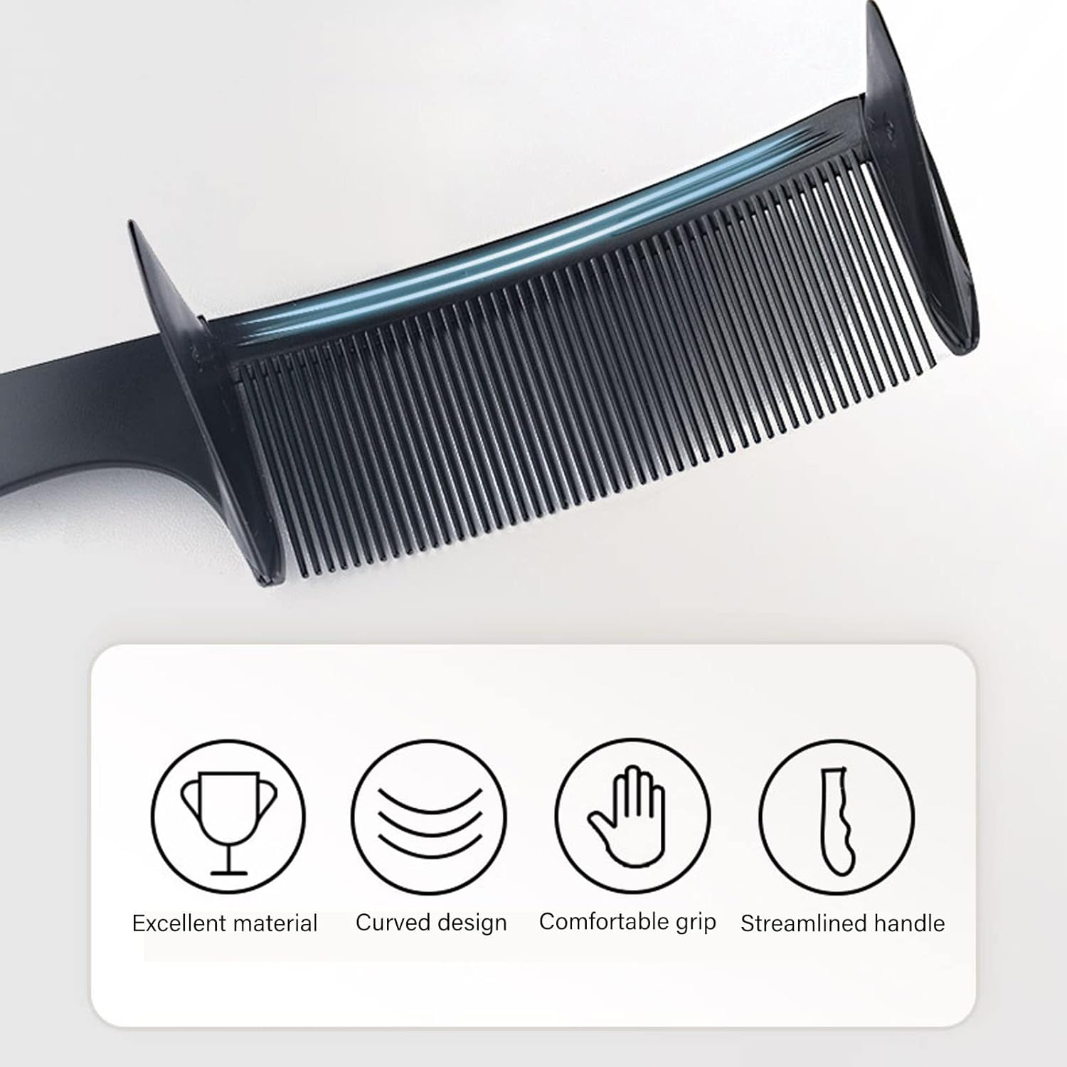 Curved Barber Clipper Comb, Professional Barber Comb, S-Shaped Clipper & Flat Top Clipper Combs, Hair Styling Tool for Men, Haircut Hairdressing Tool for Salon Barber Stylist (Black) image number 1
