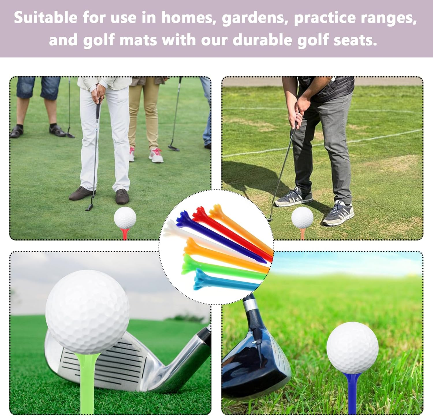 100 Pcs Golf Tees Plastic, 2 3/4 Inch High Performance Golf Tees Colorful Plastic Golf Tees with Claw