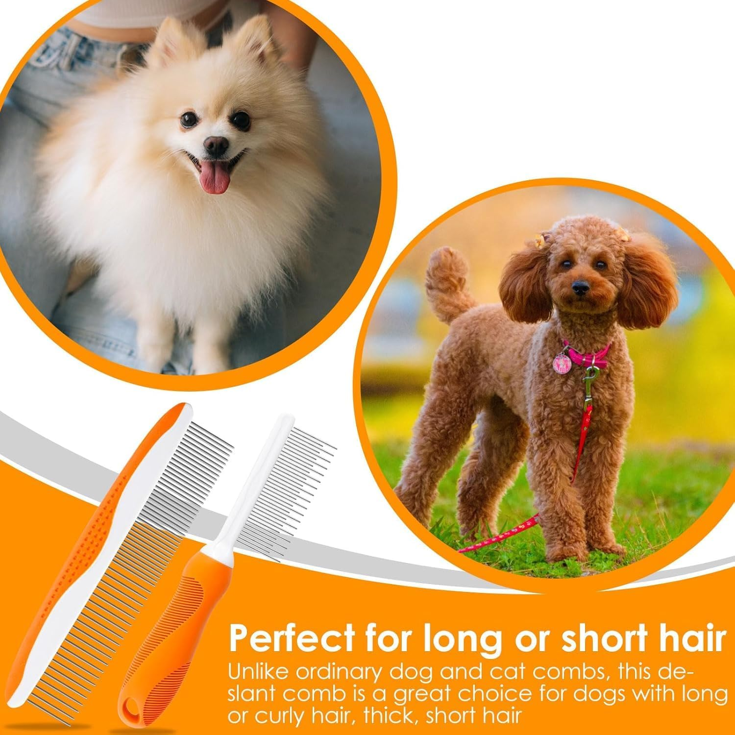 Pet Dematting Comb Dog Knotting Comb, 2Pcs Stainless Steel Pet Safe Dematting Comb Cat Comb Brush Pet Hair Comb Steel Pet Comb Pet Hair Removal Comb,Pet Grooming Comb Remove Knot Pet Dematting Comb image number 3