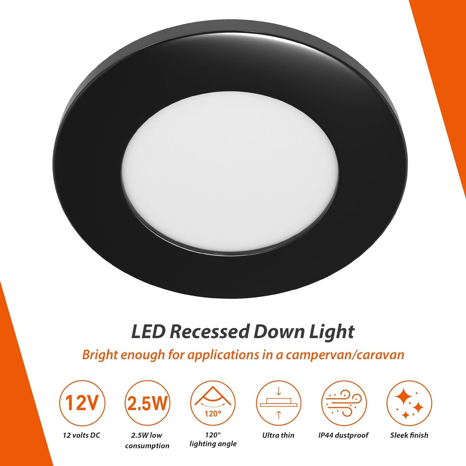 Dream Lighting 12V LED Recessed down Light Cool White Caravan RV Interior down Lamp 165Lumens IP44 Pack of 2 image number 2