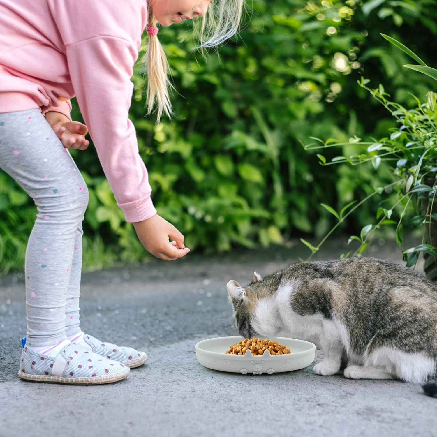 Feeding Bowls for Cats, Silicone Bowl, Wide Cat Food, Water Bowl, Feeding Bowl, Flat Cat Bowl, Milk Bowl for Kittens, Kitty Dogs, Pets for Dry Food and Wet Food (Grey) image number 5