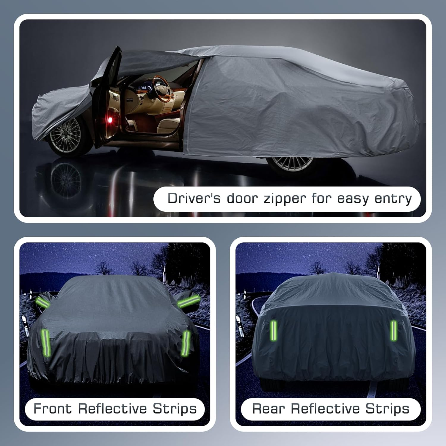 Waterproof Car Cover for 2011-2025 Volvo S60, All Weather Full Exterior Covers for Automobiles with Door Zipper Outdoor/Indoor Sun UV Rain Dust Wind Protection image number 2