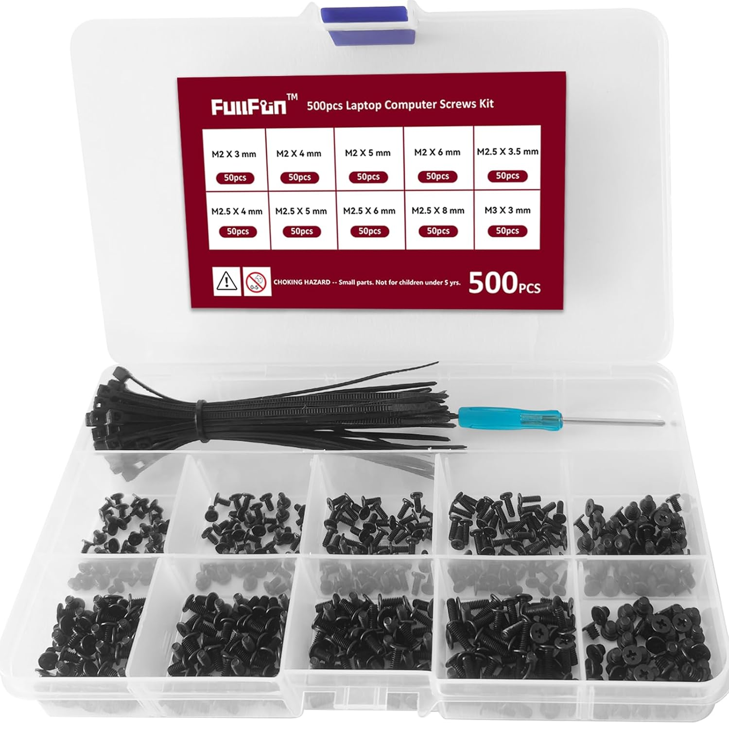 500Pcs M2 M2.5 M3 Laptop Notebook Computer Replacement Screws Kit, Countersunk Flat Head Phillips Screws Set, SSD M.2 Electronic Repair Accessories for Sony DELL Samsung IBM HP Toshiba