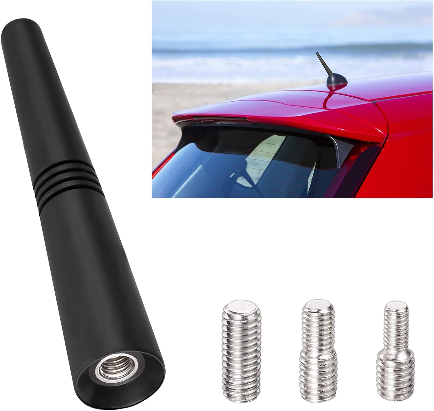 AQTAQ Universal Vehicle Roof Mount Short Car Antenna AM FM Antenna Car Roof Antenna Car 9Cm/3.5Inch Mini Car Radio Antenna Compatible with Toyota Honda Subaru GMC Chevrolet Nissan Ford Jeep Etc image number 3