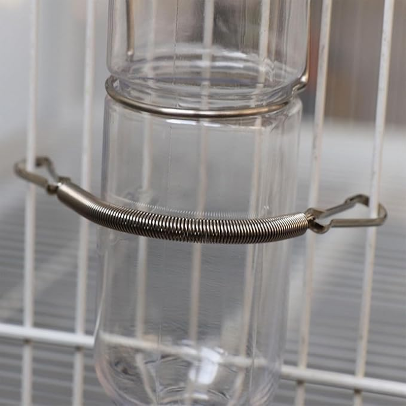 Ksngtixe 8PCS Small Animal Water Bottle Spring Clips - 2 Extra Stainless Steel Tension Clips, for Chinchilla, Hamster, Parrot, Rabbit Drinking Bottle Fixing image number 3