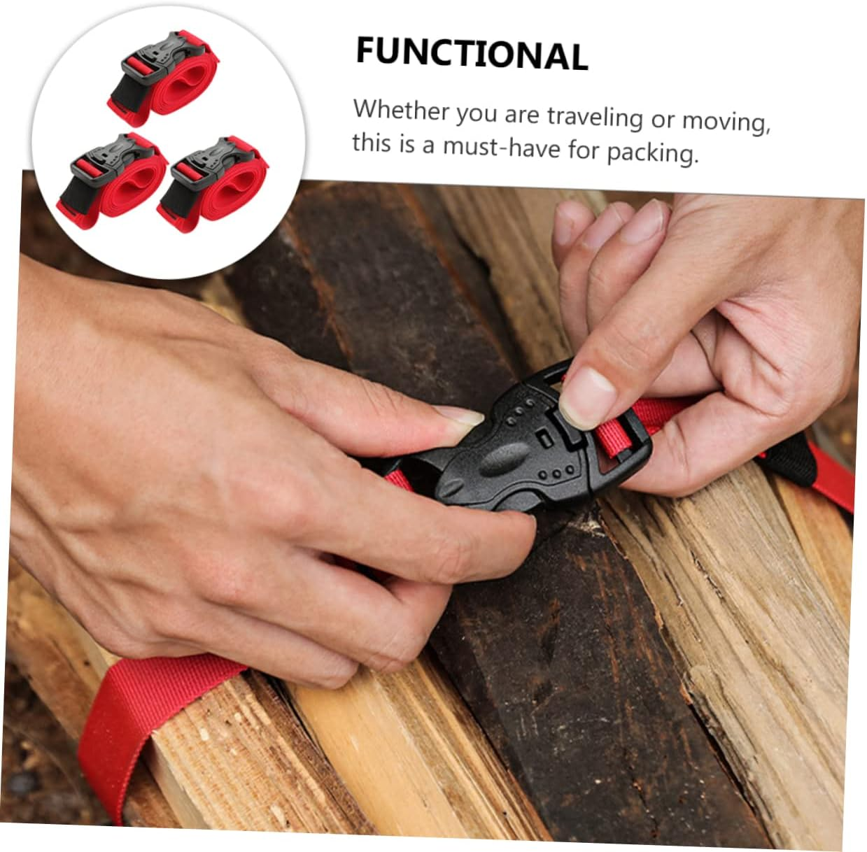 Angoily 3Pcs Luggage Straps Suitcase Belts Multifunctional Strapping Strap Fastening for Luggage Nylon Sturdy Buckle image number 1