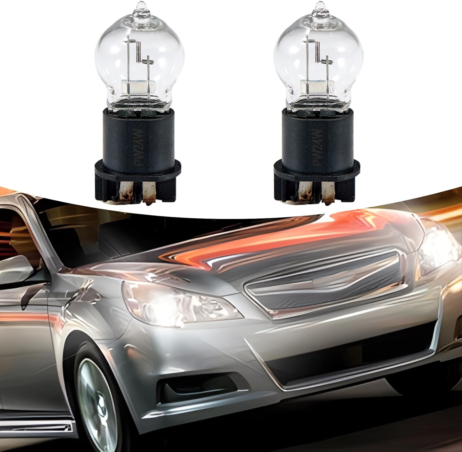 2 PCS Car Halogen Fog Light Bulb, PSX24W 3200-3500K Clear Light Source Uv-Resistant Quartz Glass Steering Brake Light, Lighting Replacement Modification Accessory, for Most Cars (White)