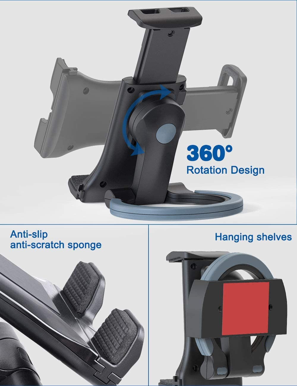 Tablet Stand Adjustable - Cenawin Foldable Tablet Holder, Kitchen Tablet Wall Mount Universal Desktop Stand with Aluminum Arm for 4.7-12" Tablet, Compatible with Ipad Pro/Air/Mini, Phone, Switch image number 5