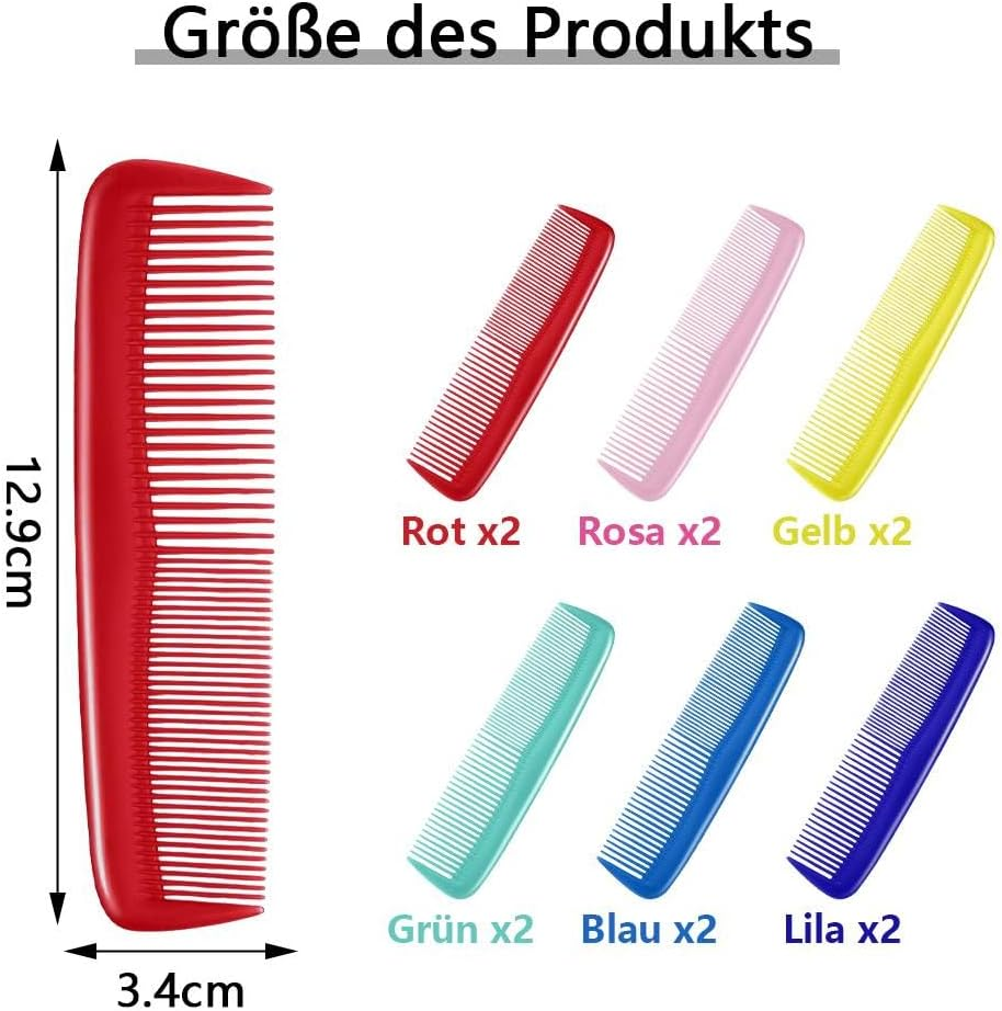 Funalix Pack of 12 Hair Combs, Pocket Combs with Fine Teeth, Small Styling Combs with Anti-Static Anti-Tangle, Hair Cutting Combs, Daily Hair Care Tool for Women/Men (6 Colours) image number 6