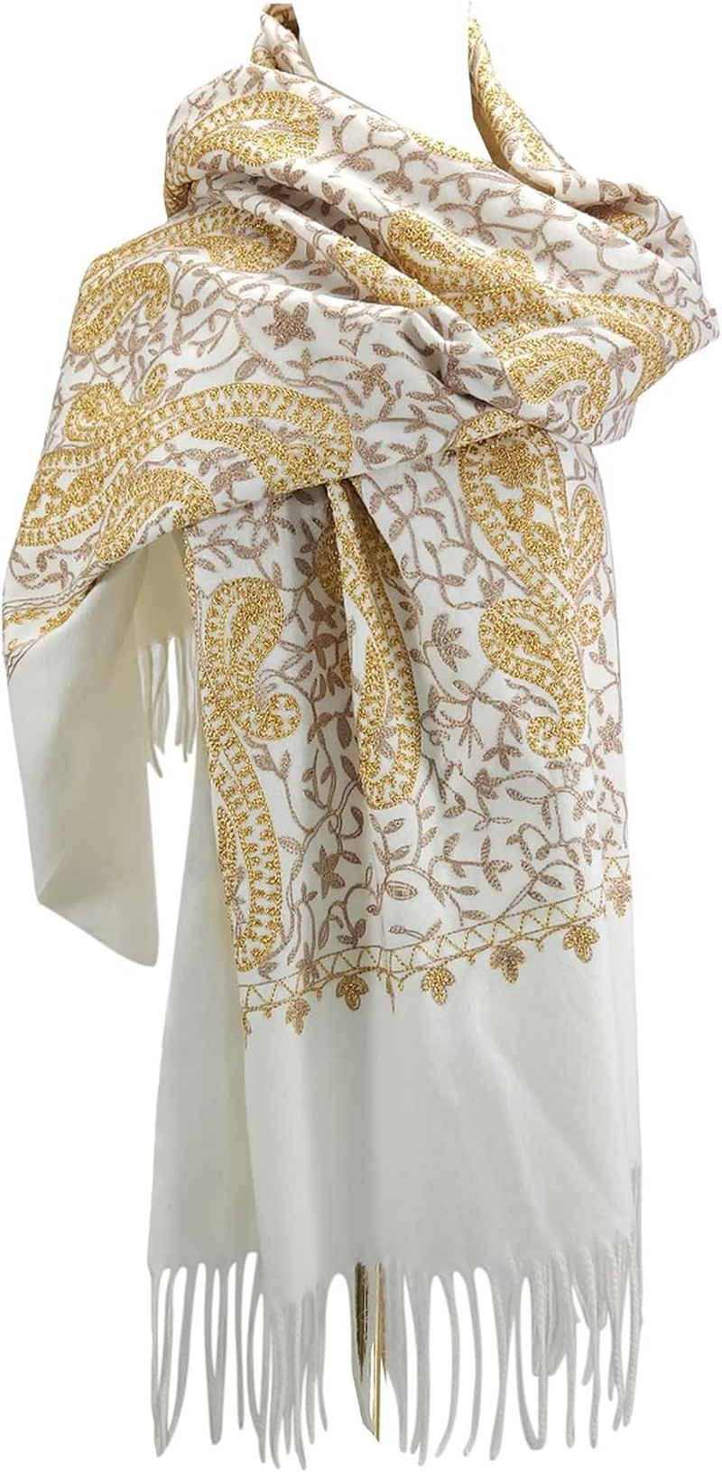 GFM&reg; Embroidered Cashmere Texture Wool Pashmina Shawl - Autumn-Winter - Valentine'S Mother;S Day Christmas (EMBSHL-A)